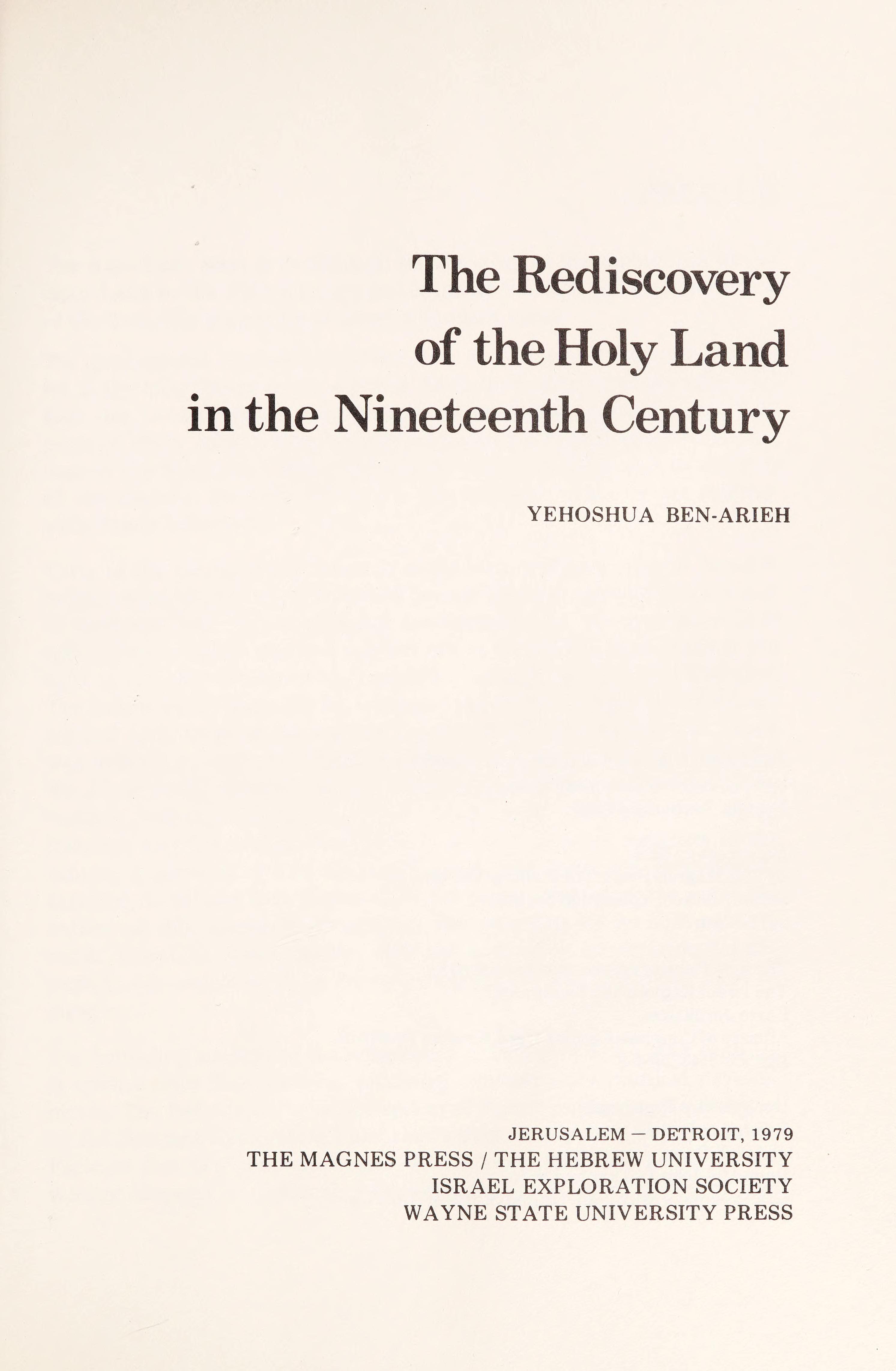 The rediscovery of the Holy Land in the nineteenth century