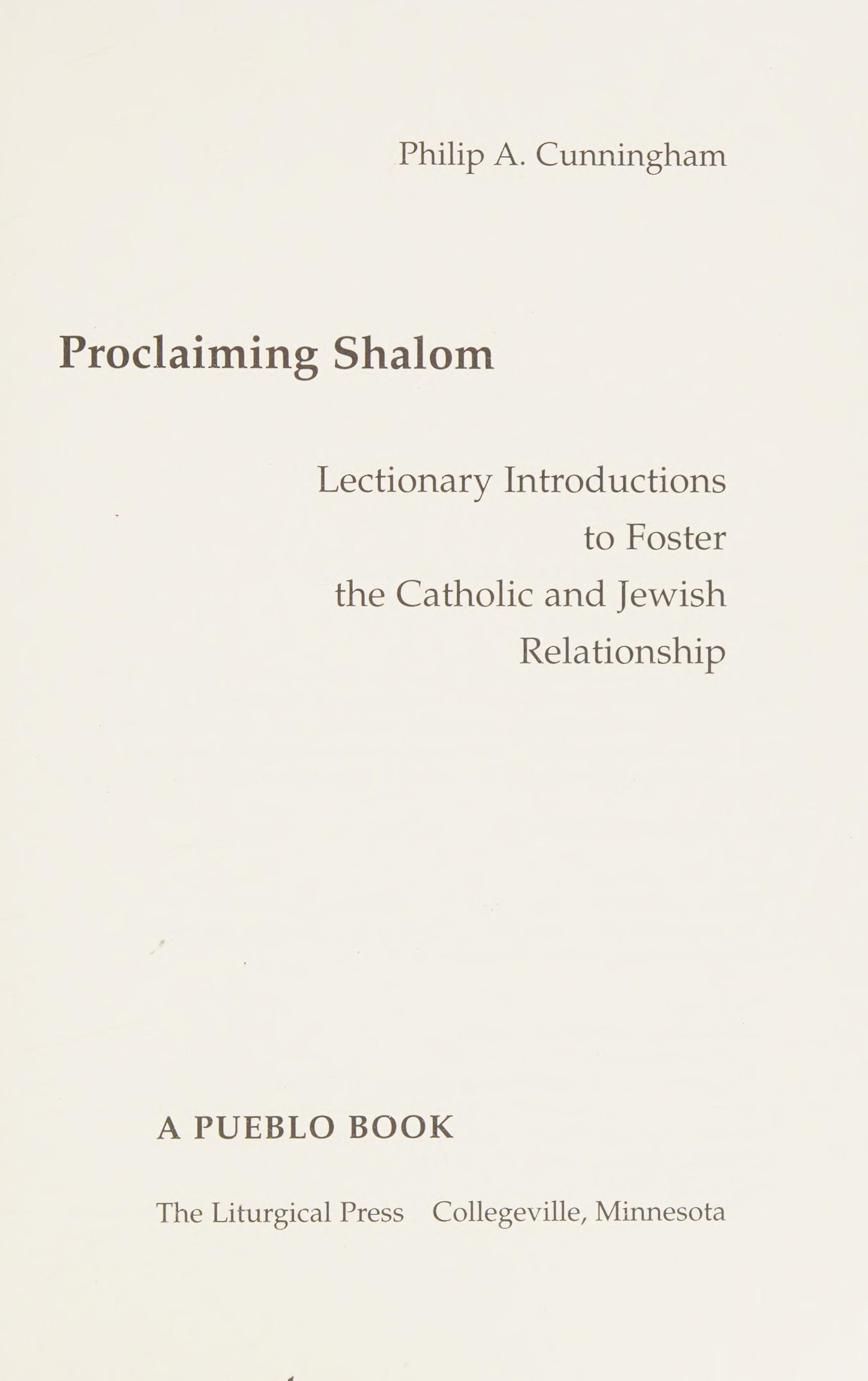 Proclaiming shalom