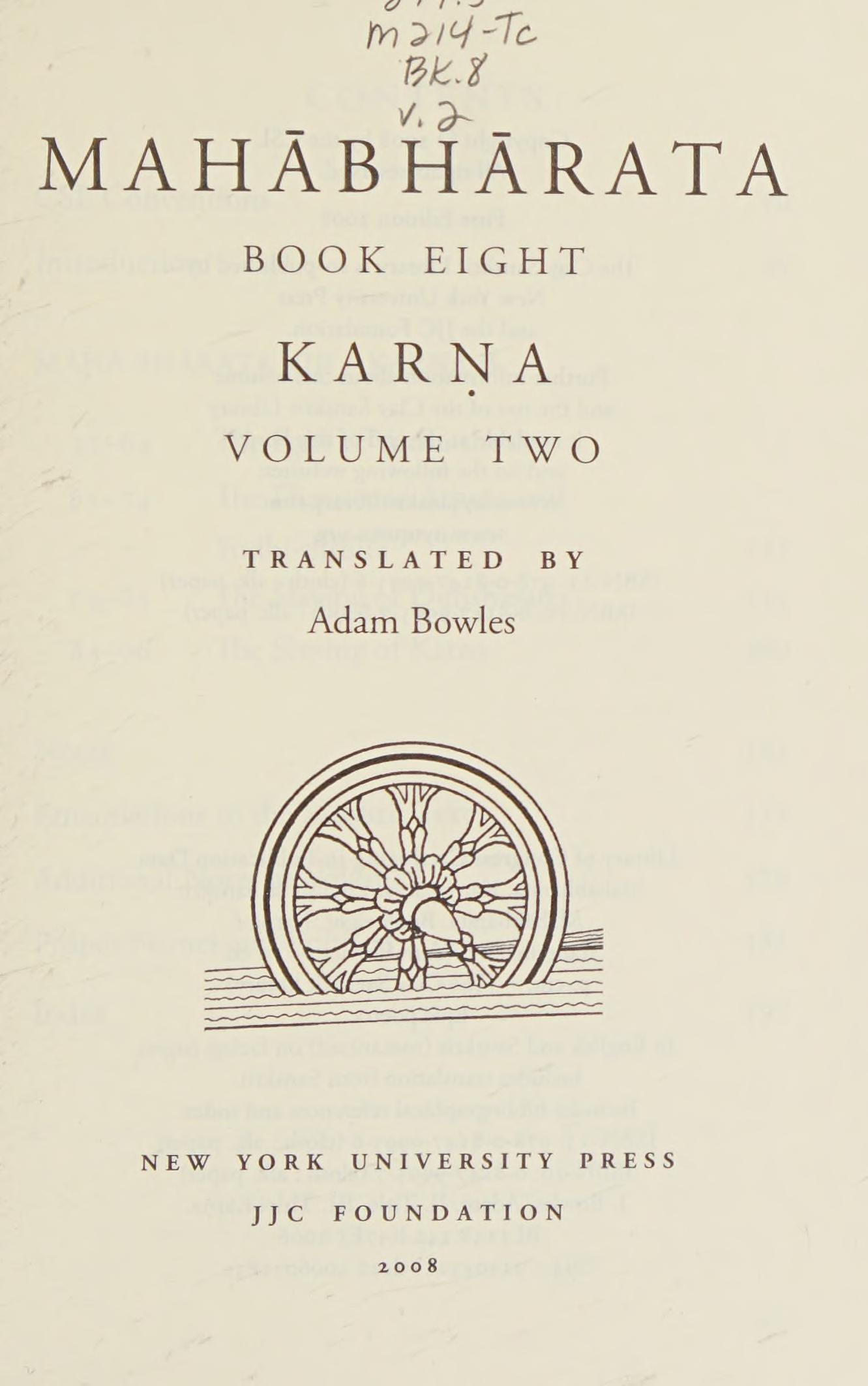Maha-Bhrata Book Eight (Volume 2)