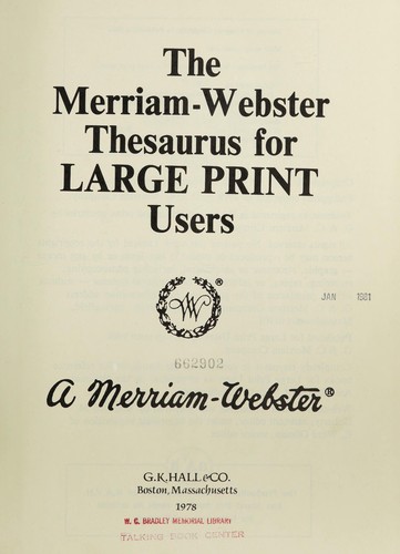 The Merriam-Webster Dictionary for Large Print Users
