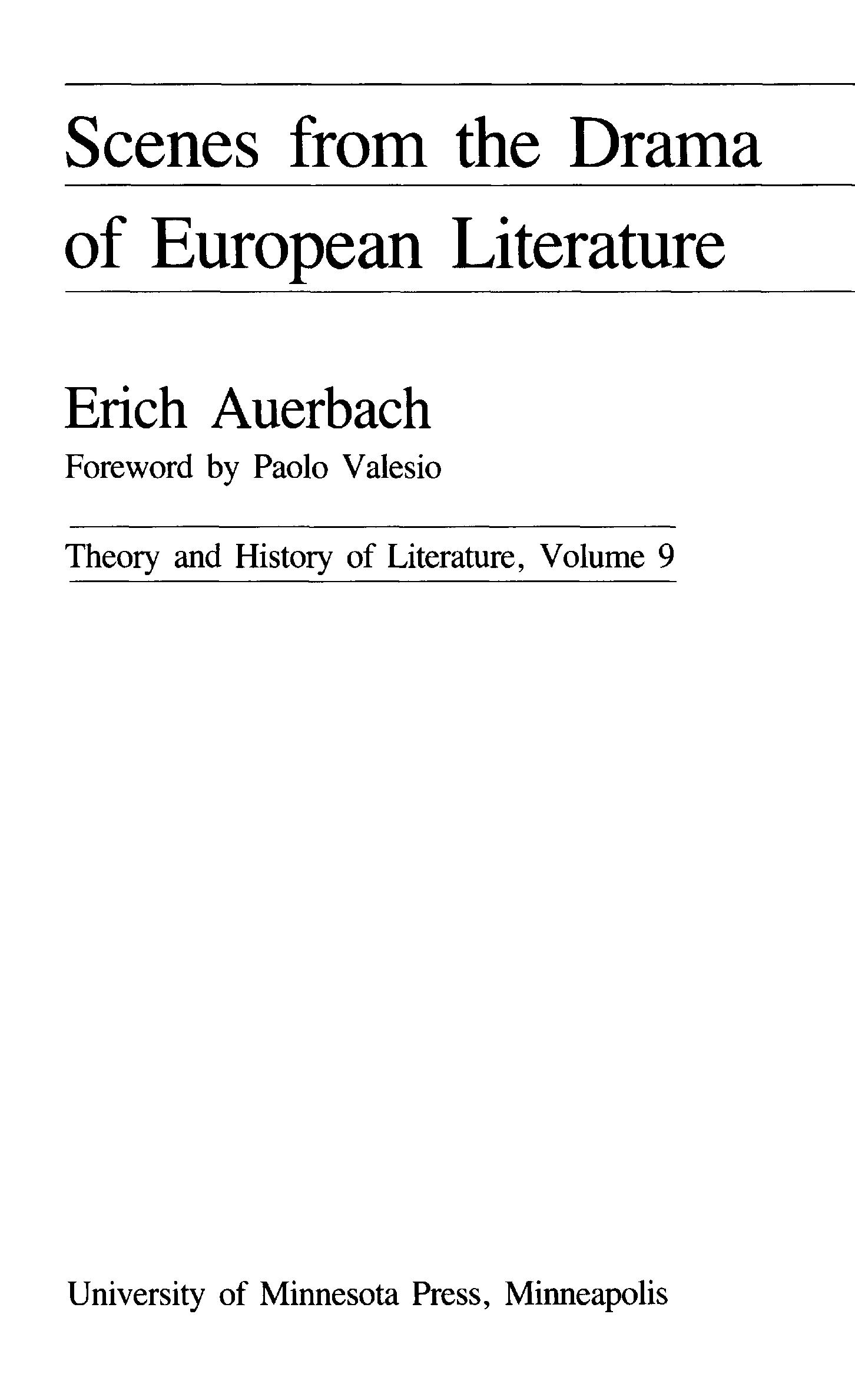 Scenes from the Drama of European Literature