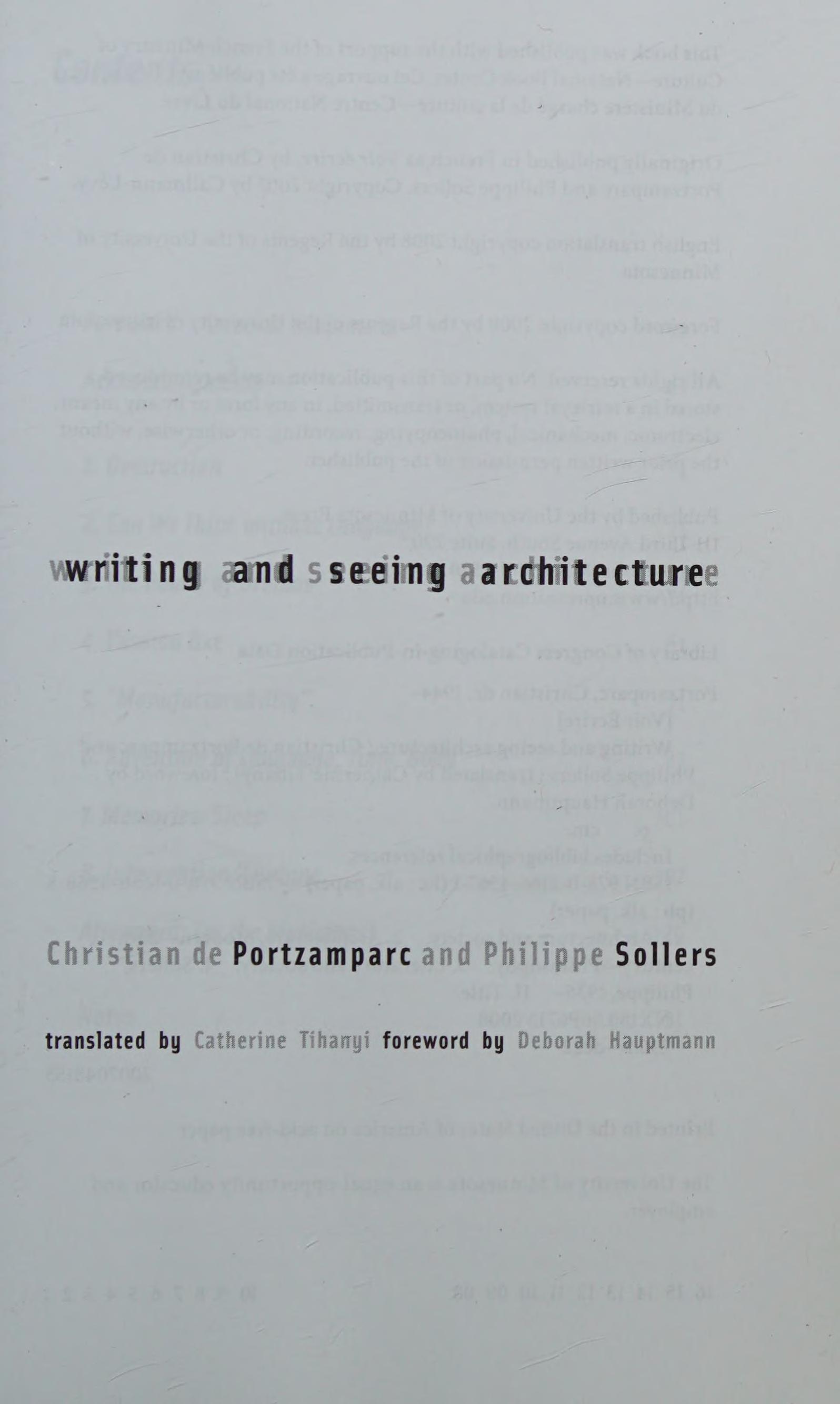 Writing and Seeing Architecture