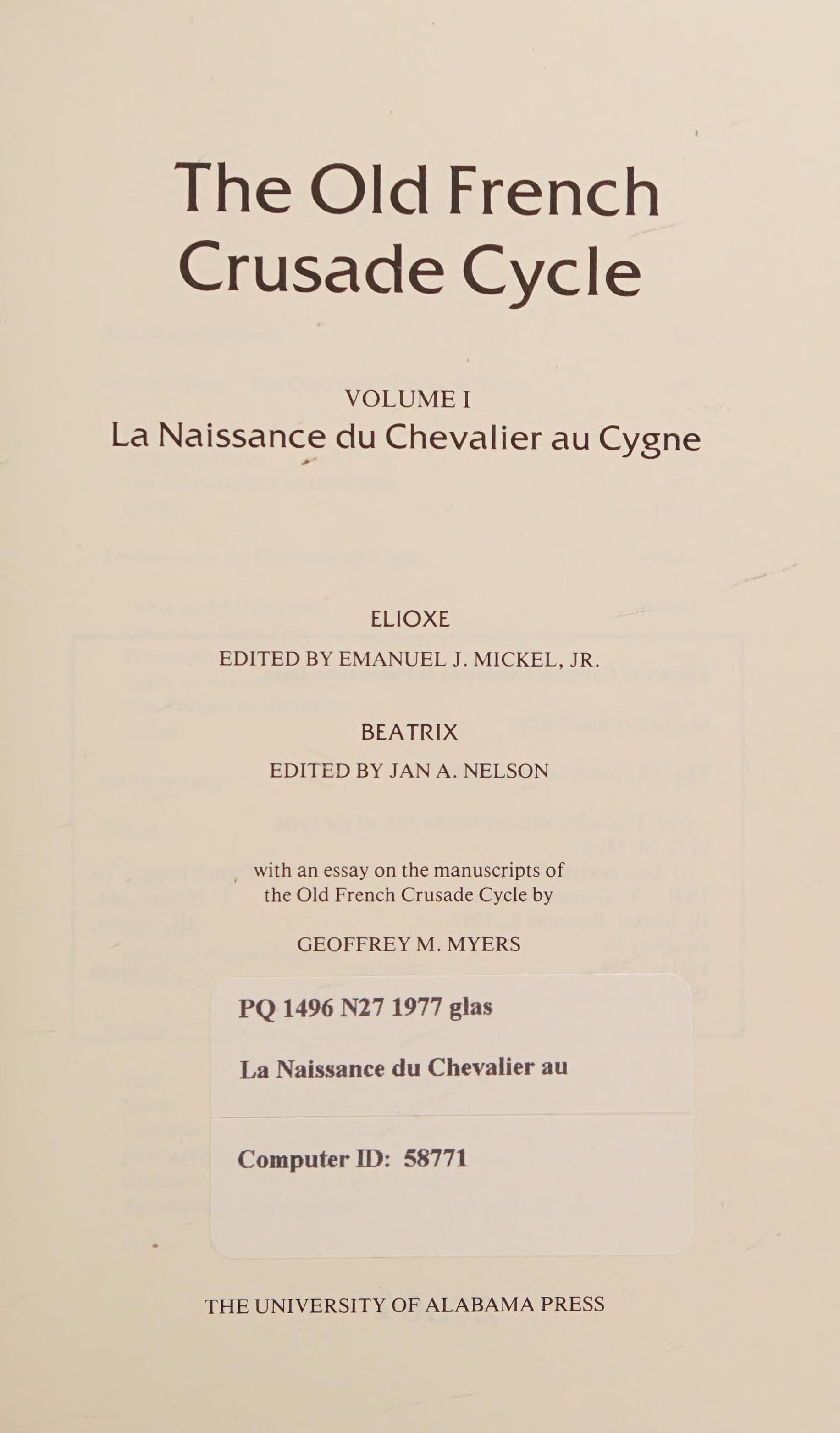 The Old French Crusade Cycle