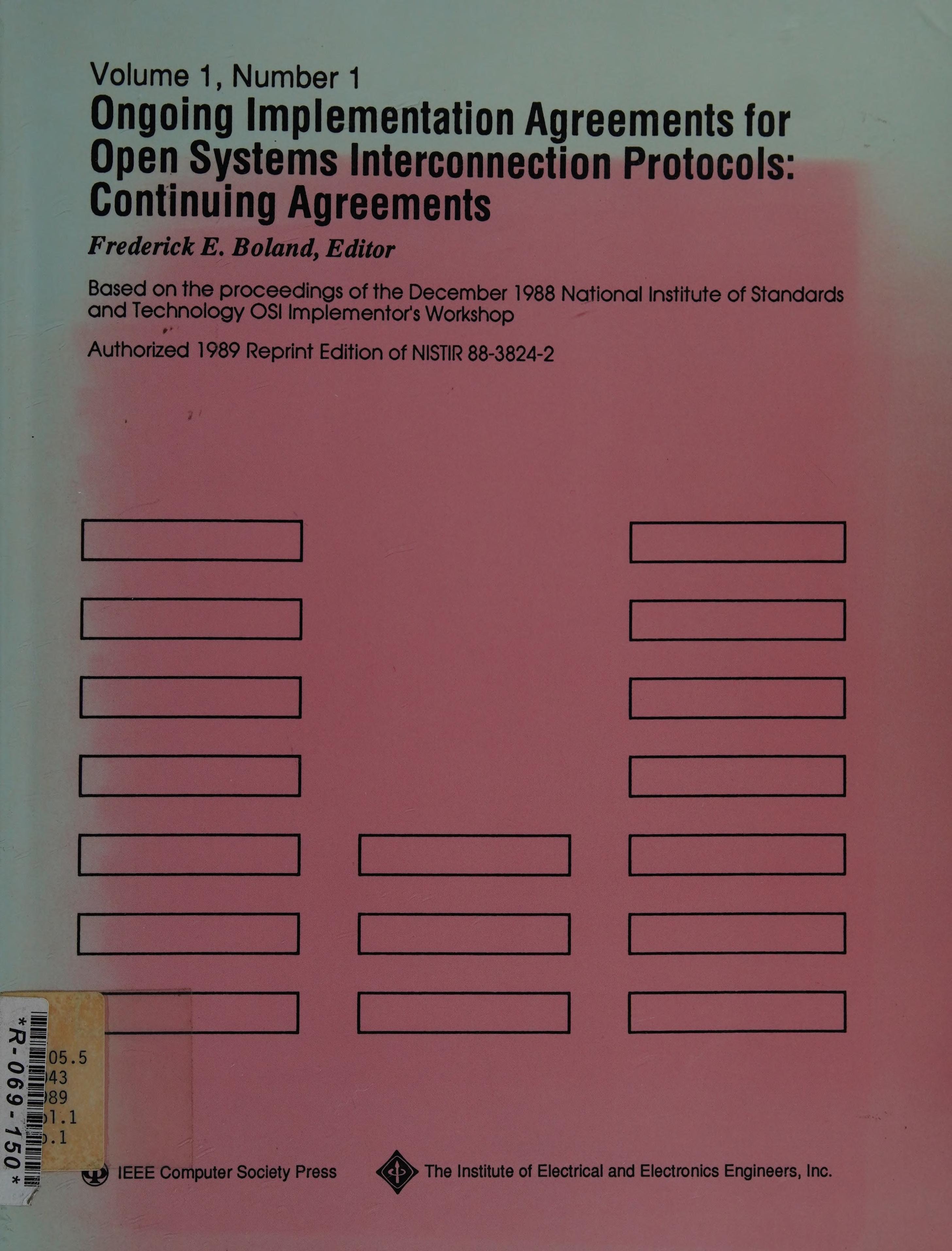Ongoing Implementation Agreements for Open System Interconnection Protocol