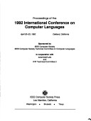 Proceedings of the 1992 International Conference on Computer Languages, April 20-23, 1992, Oakland, California