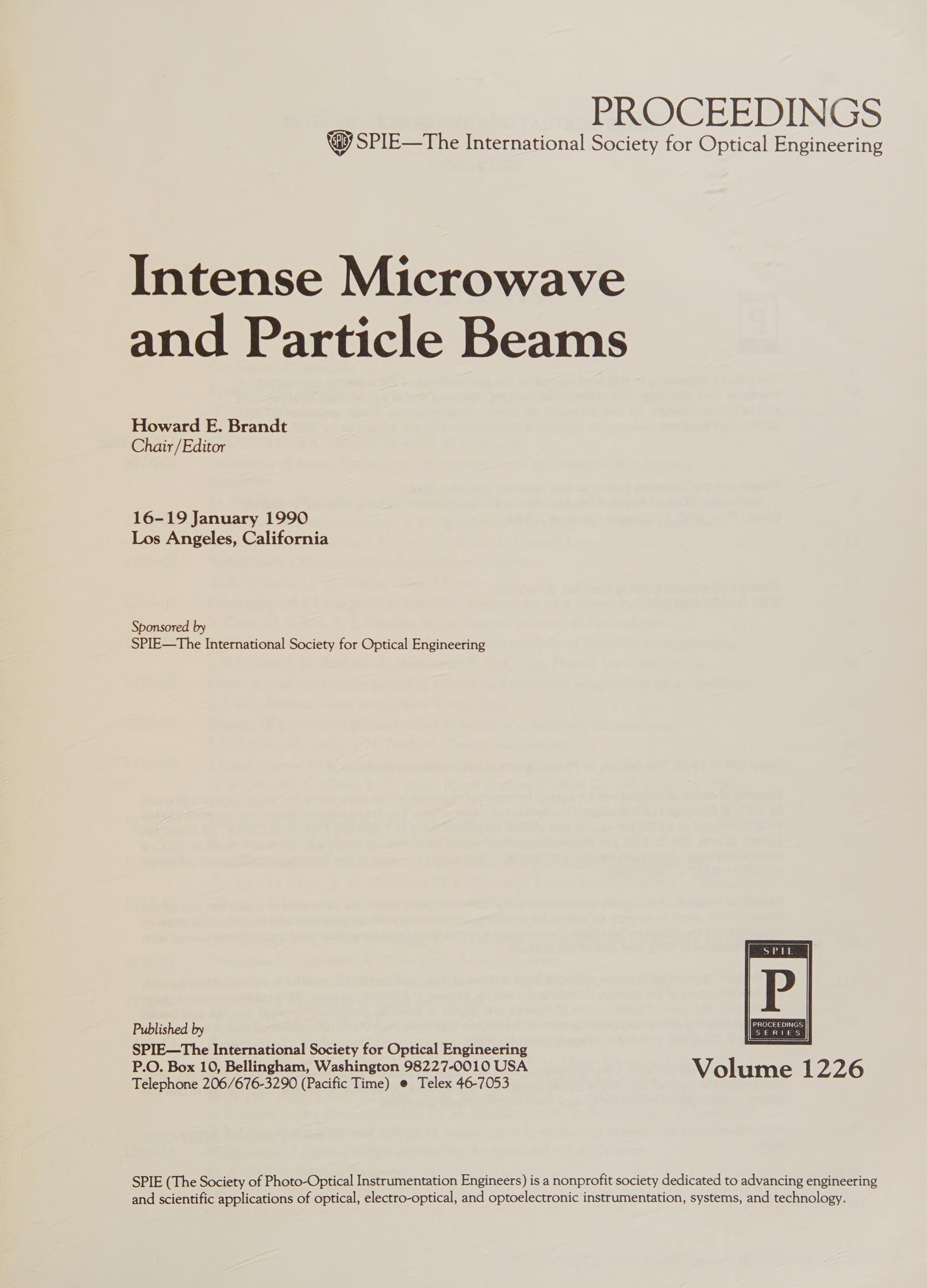 Intense Microwave And Particle Beams