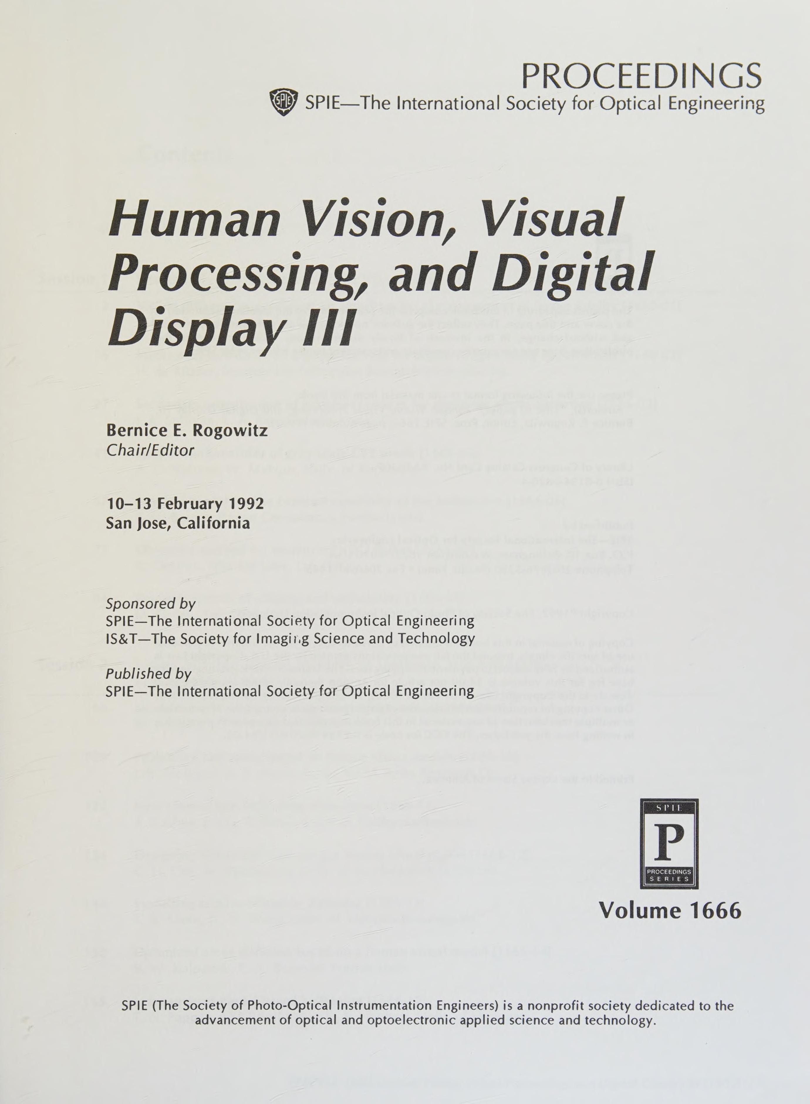 Human Vision, Visual Processing, and Digital Display Iii