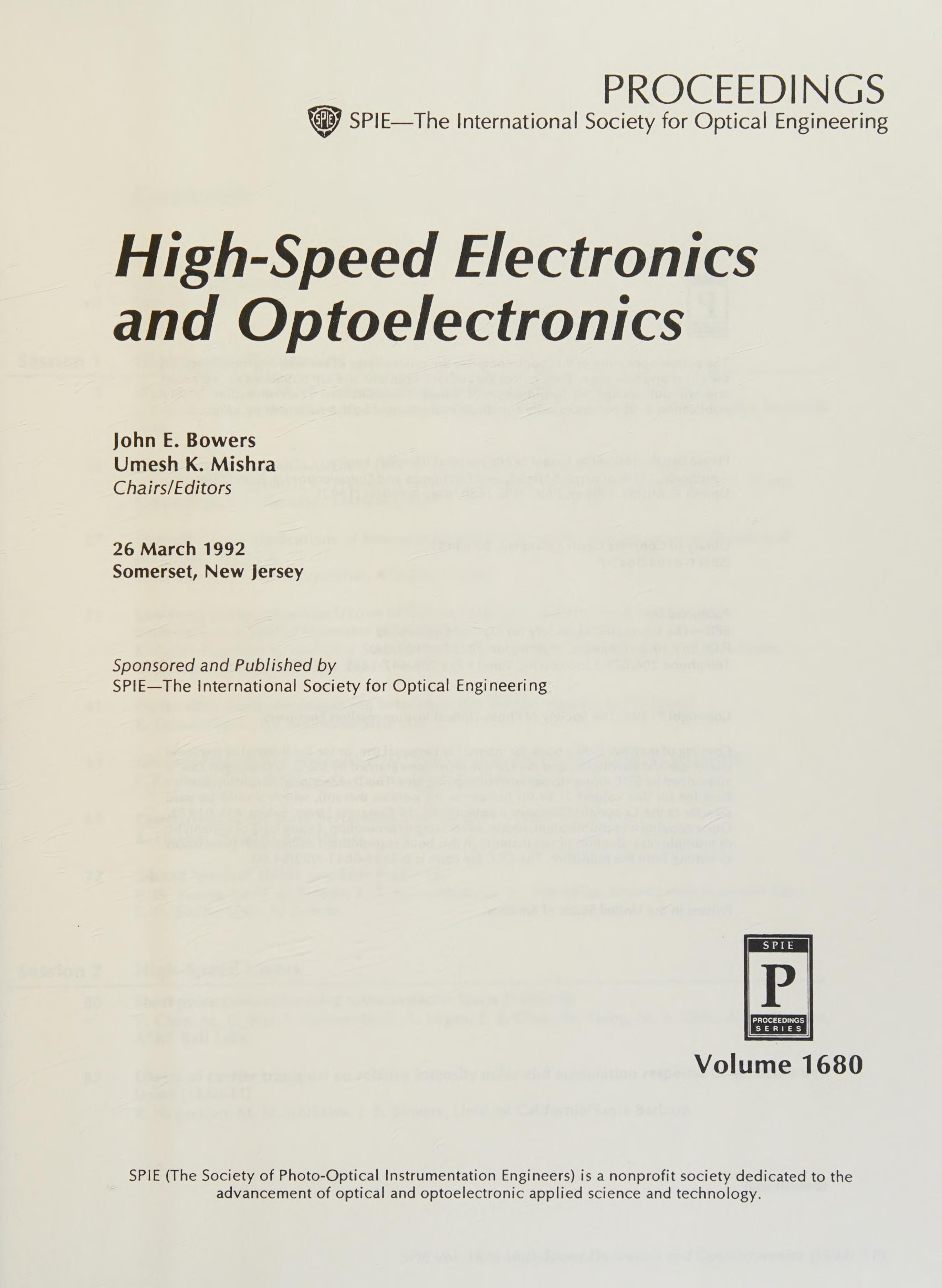 High-Speed Electronics and Optoelectronics