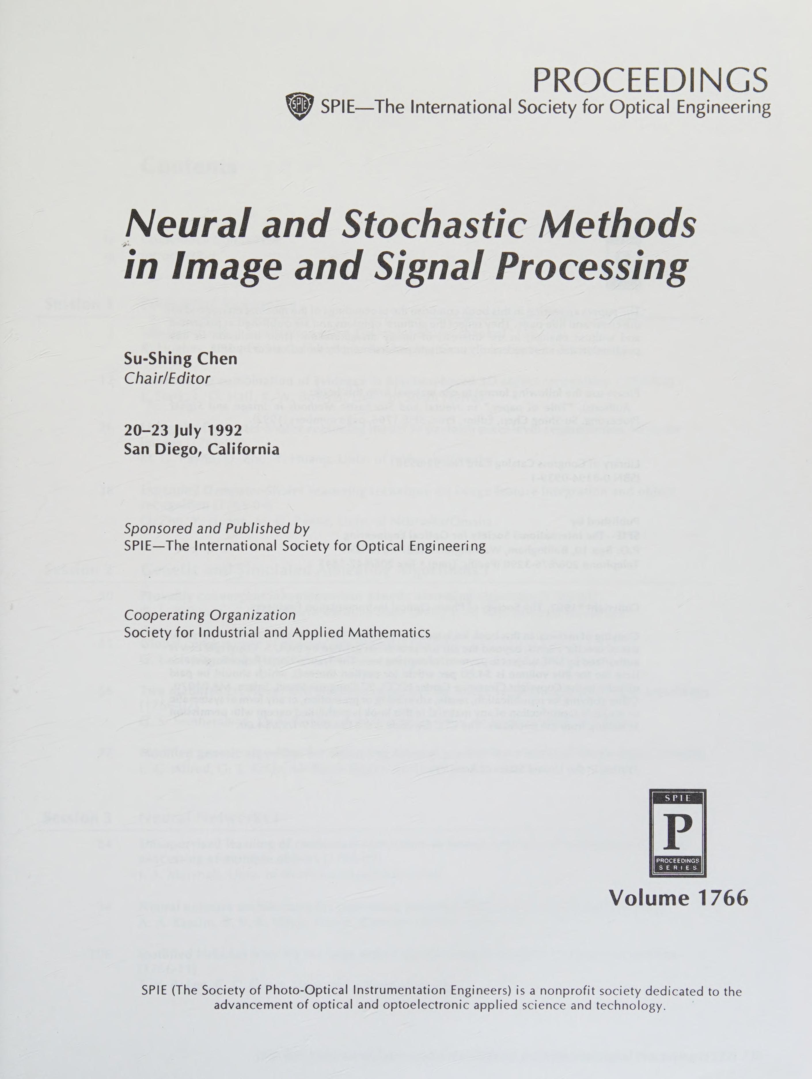 Neural and Stochastic Methods in Image and Signal Processing