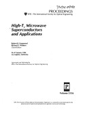 High-T Microwave Superconductors And Applications: 26-27 January 1994 Los Angeles, California