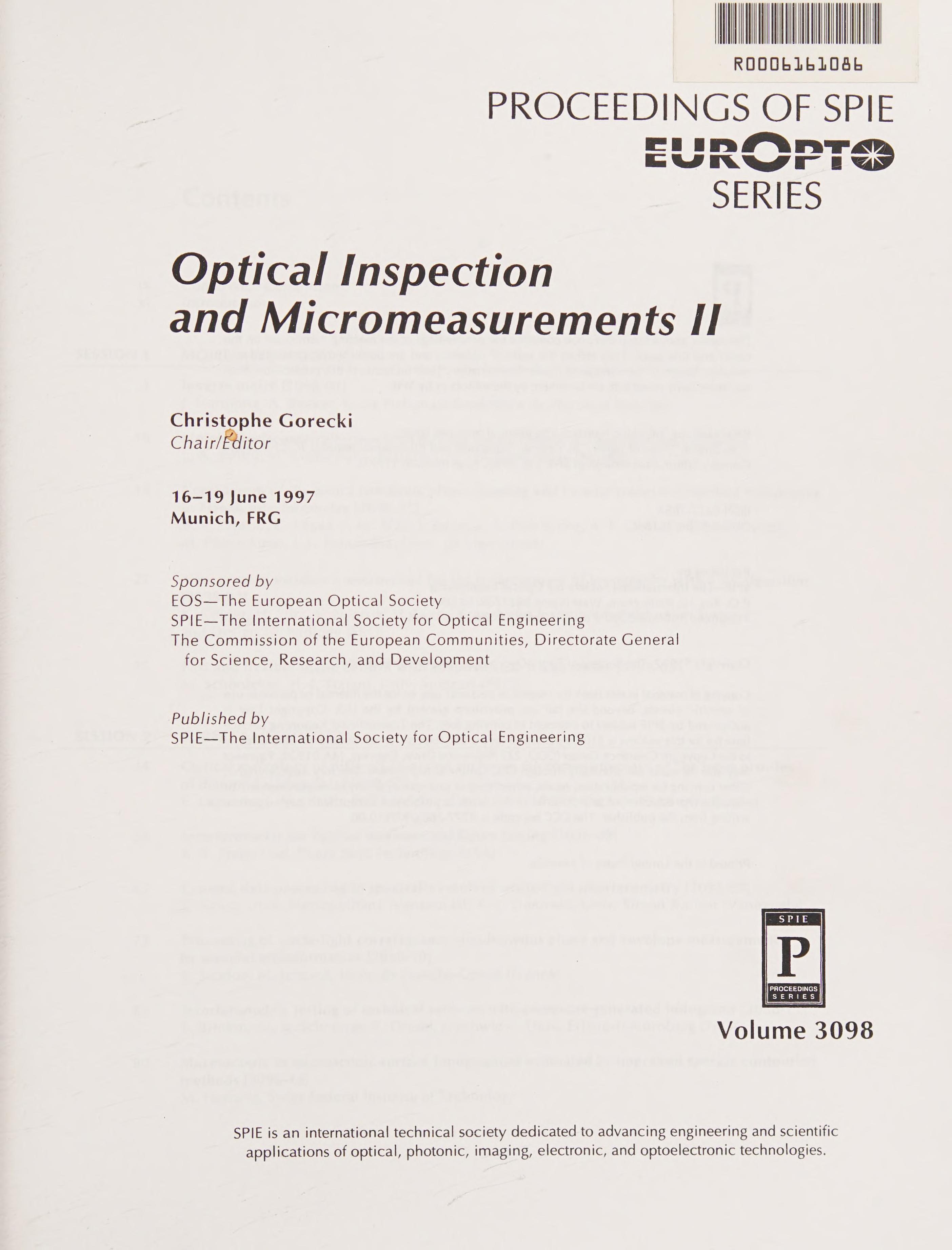 Optical Inspection and Micromeasurements Ii