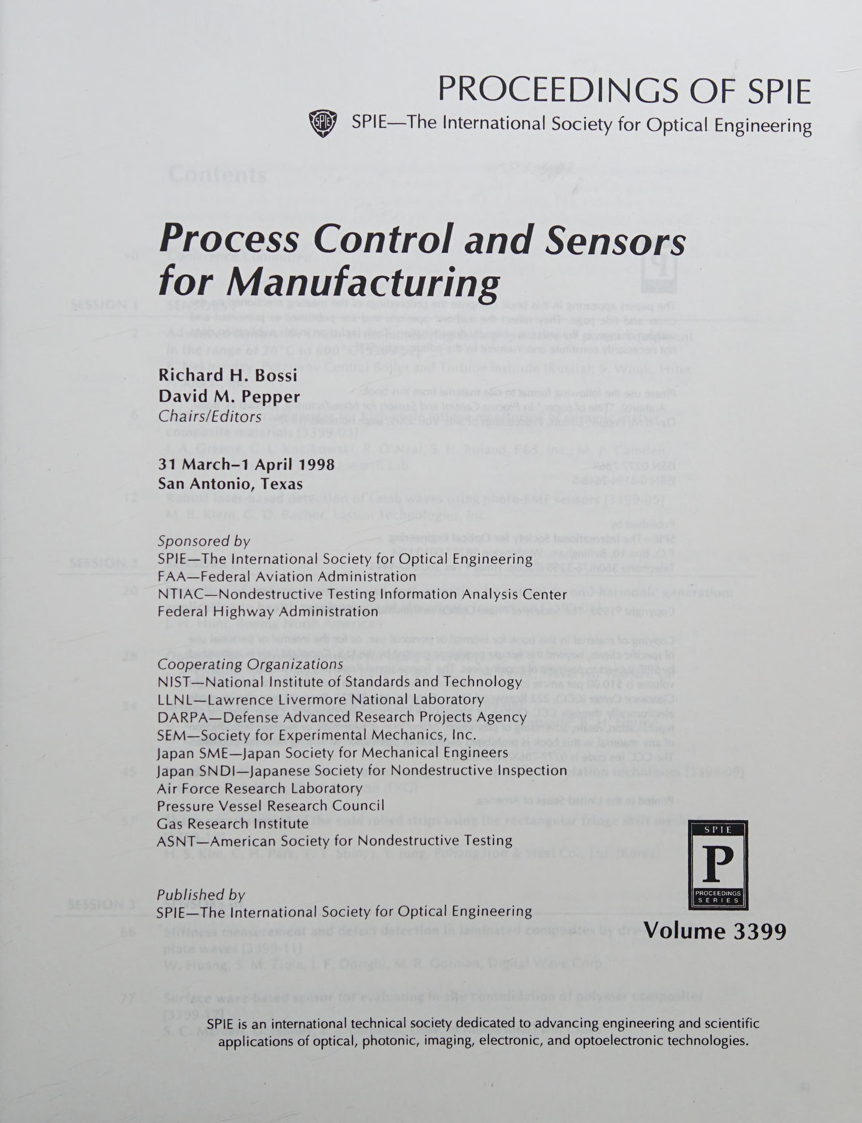 Process Control and Sensors for Manufacturing