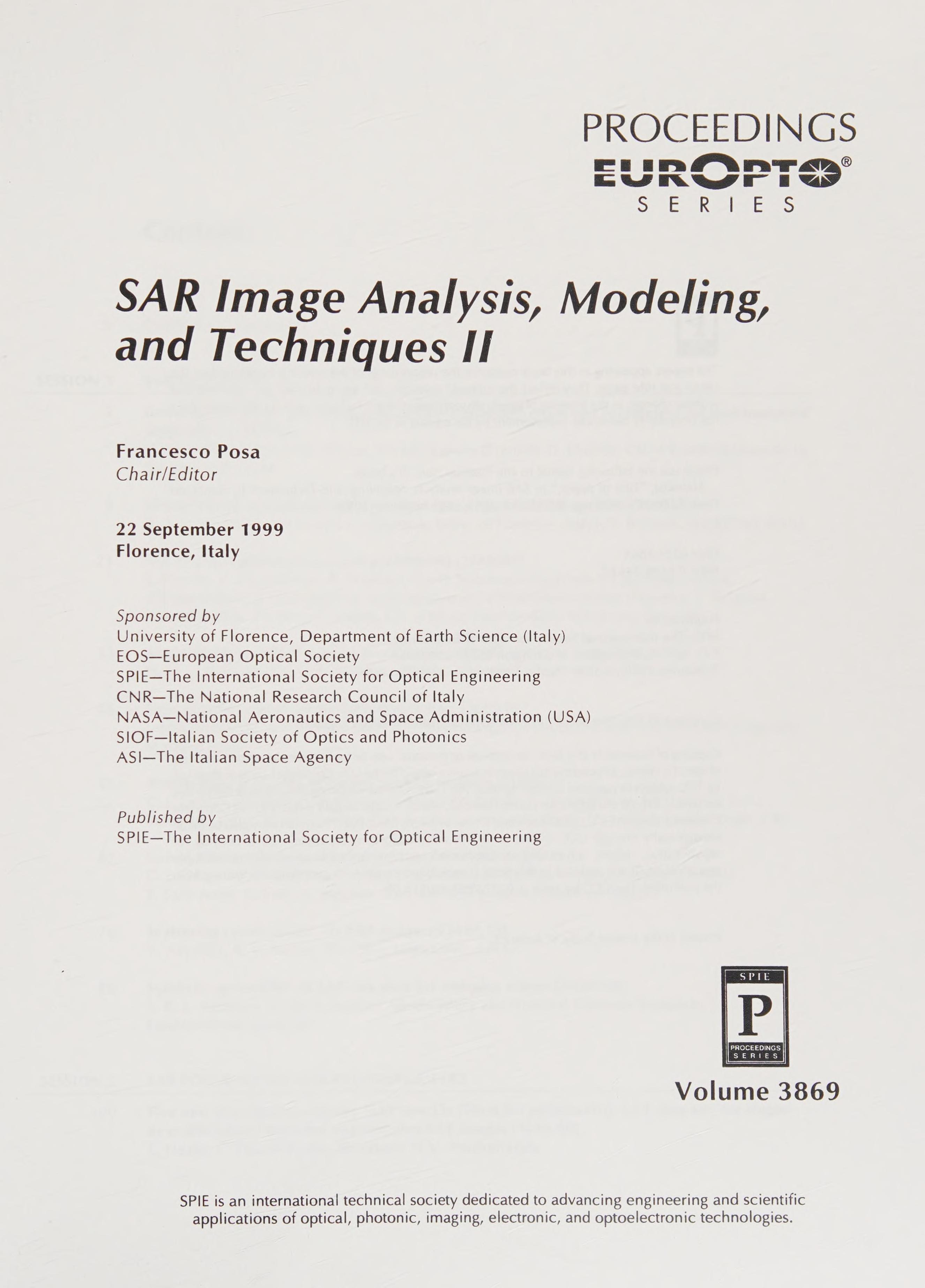 Sar Image Analysis, Modeling, And Techniques Ii