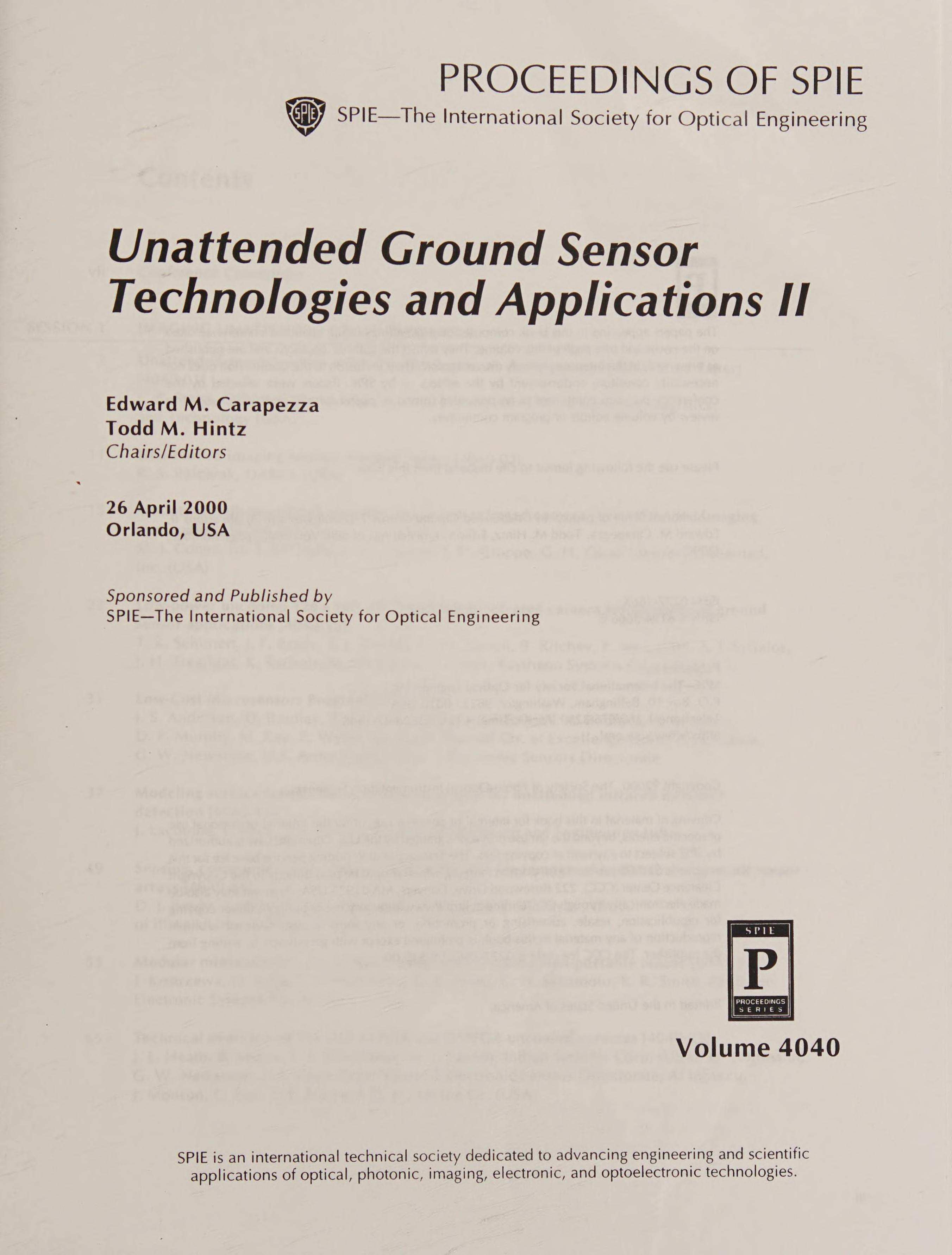 Unattended Ground Sensor Technologies And Applications Ii