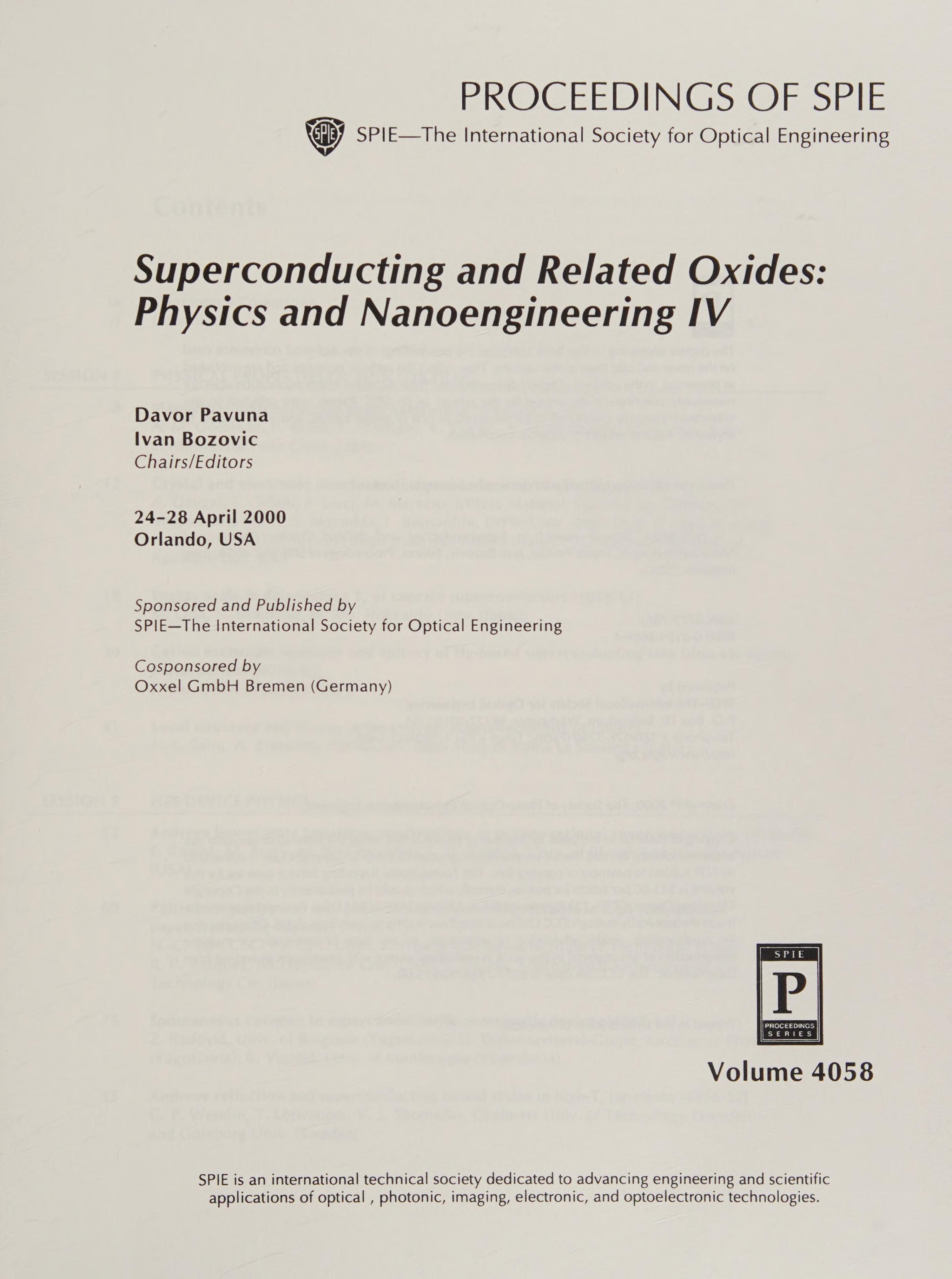 Superconducting And Related Oxides: Physics And Nanoengineering Iv