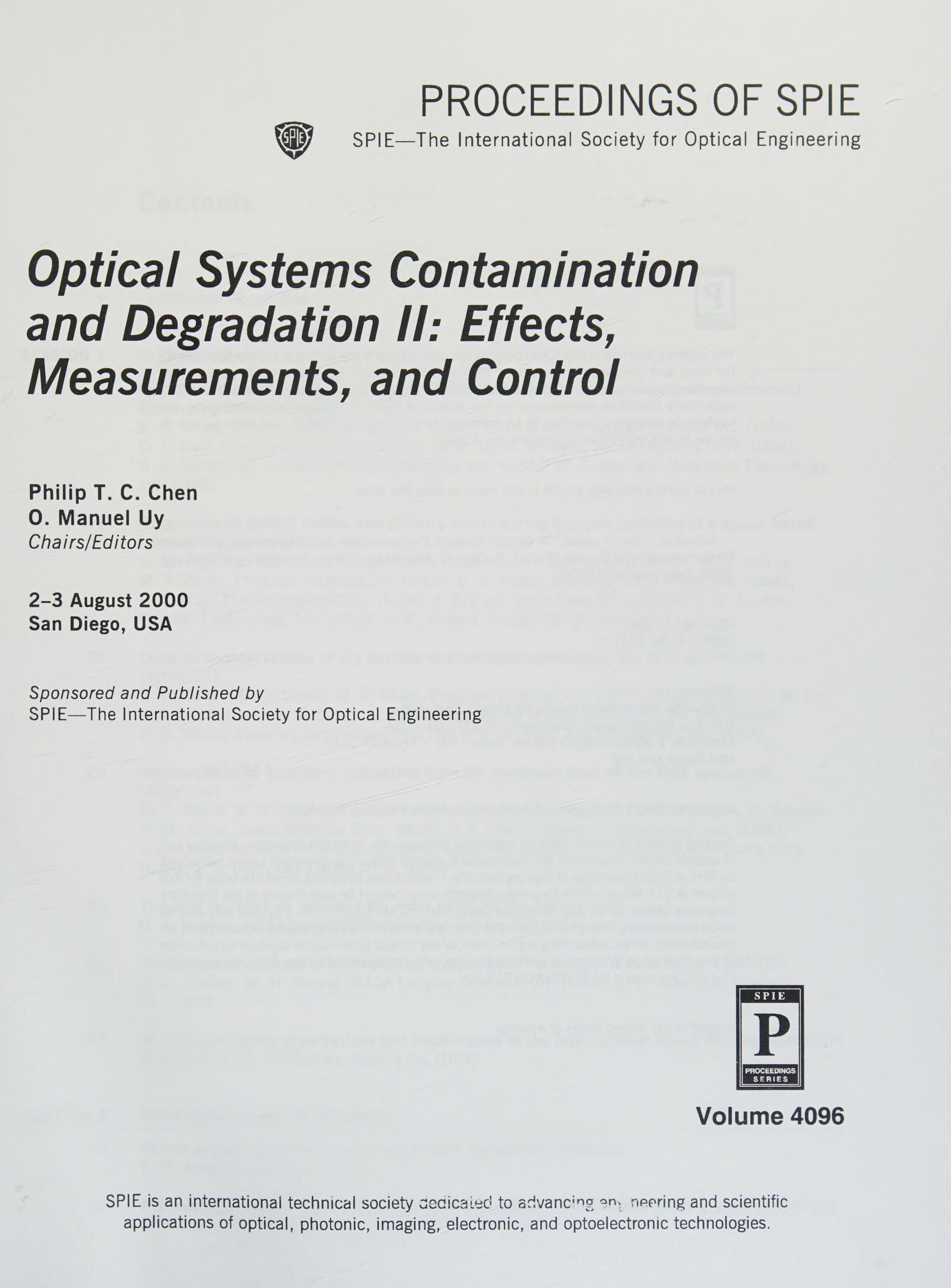 Optical Systems Contamination and Degradation Ii