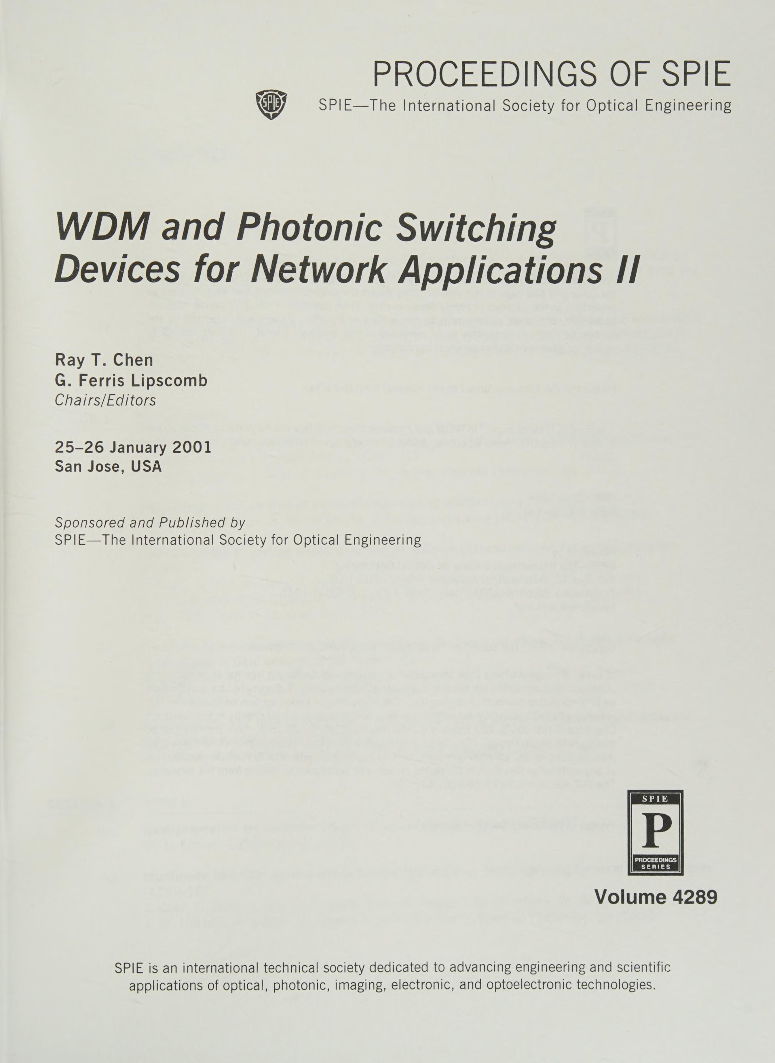 Wdm and Photonic Switching Devices for Network Applications Ii