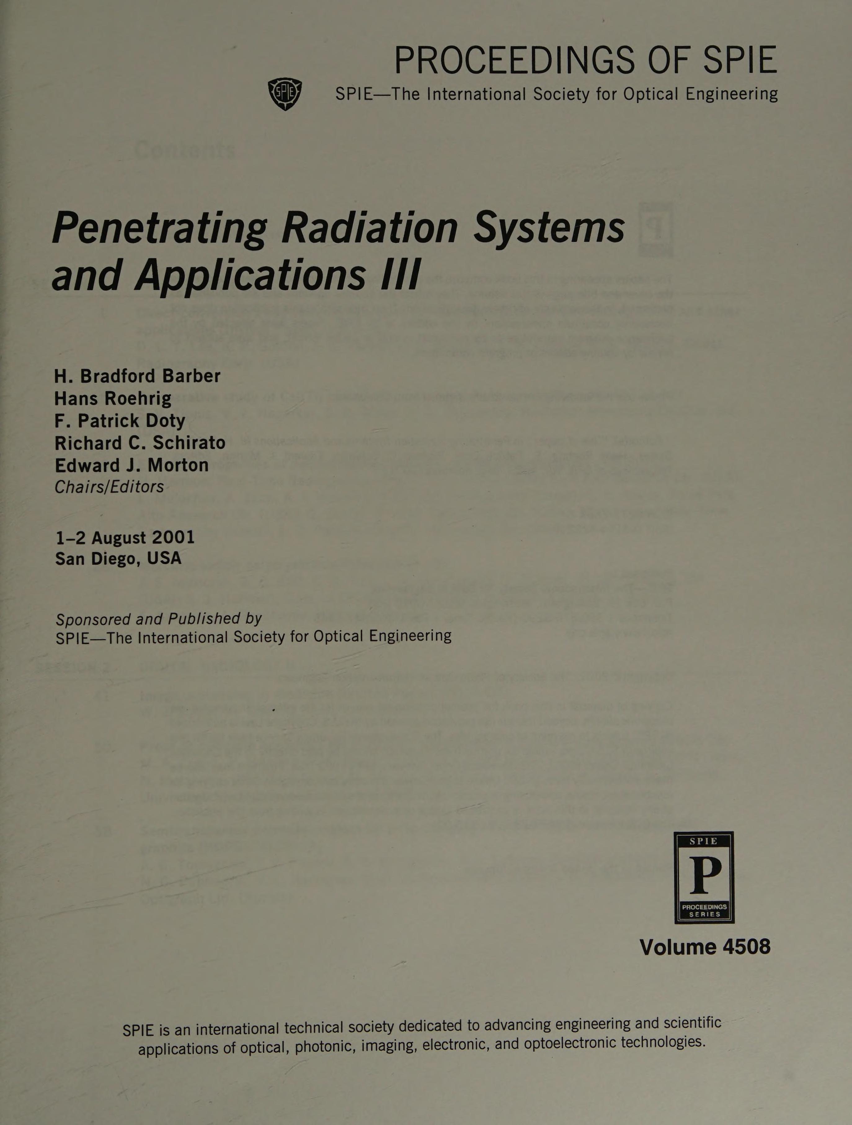 Penetrating Radiation Systems and Applications Iii