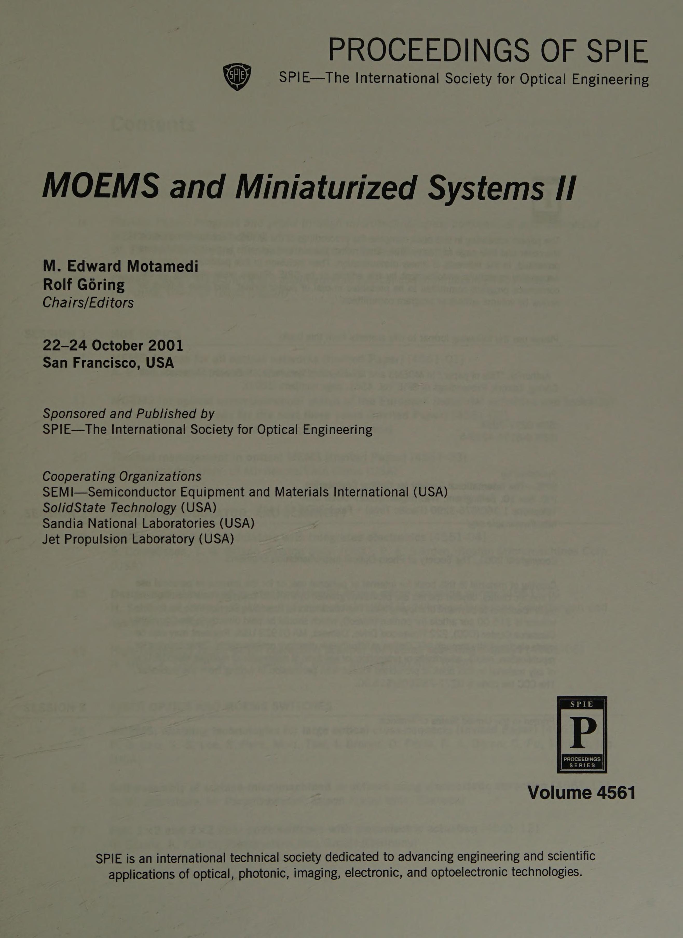 Moems and Miniaturized Systems Ii