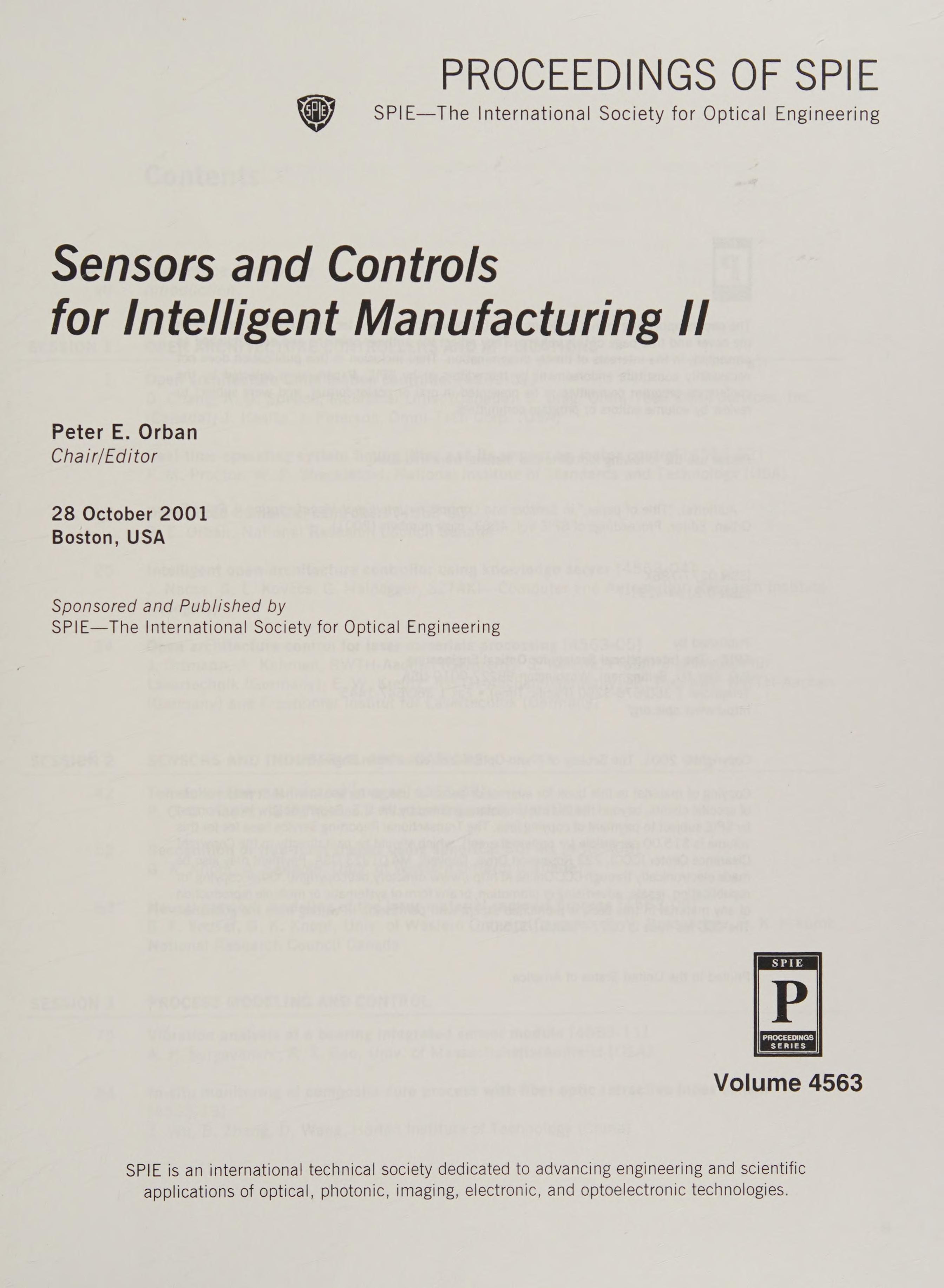Sensors And Controls For Intelligent Manufacturing Ii