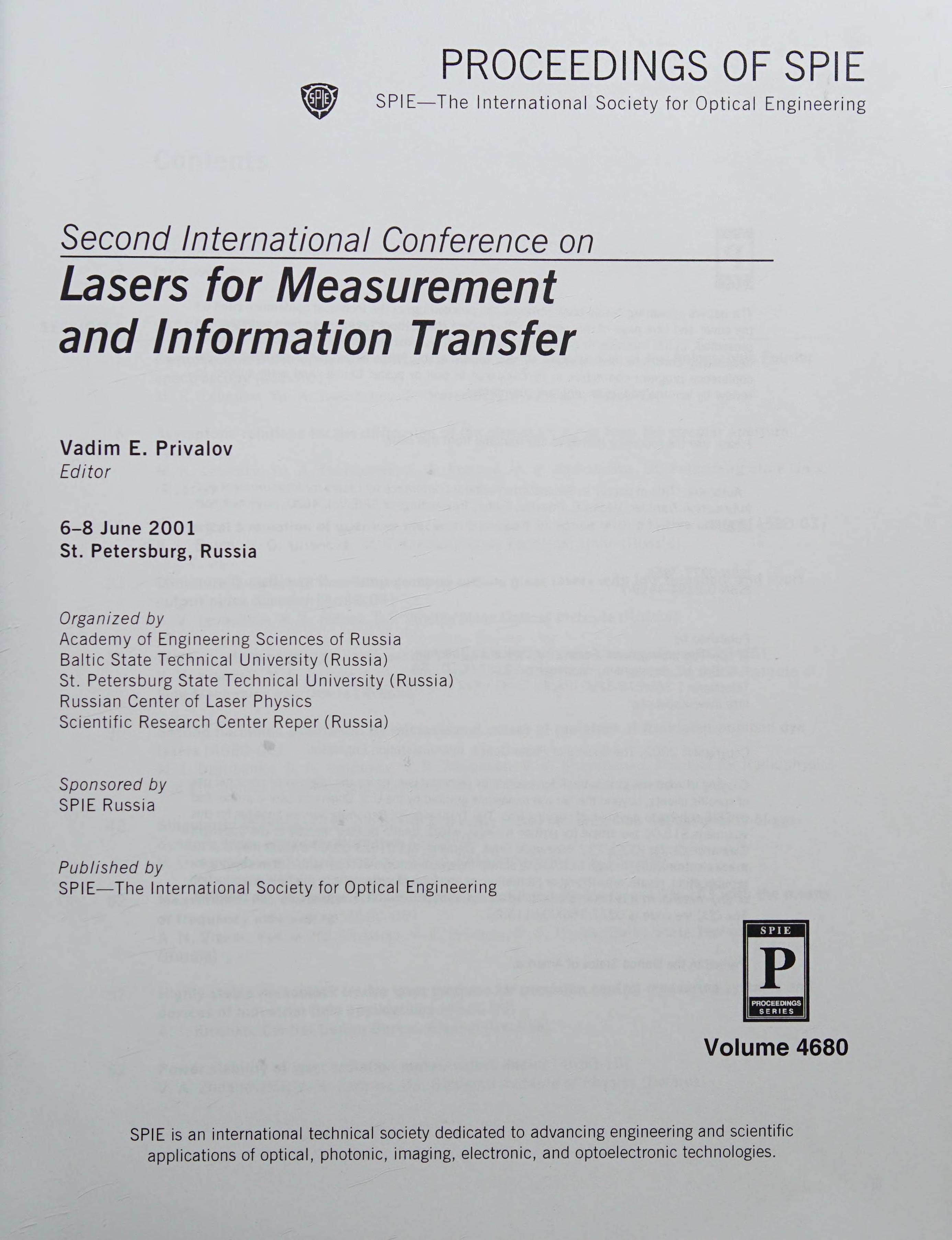 Second International Conference on Lasers for Measurement and Information Transfer