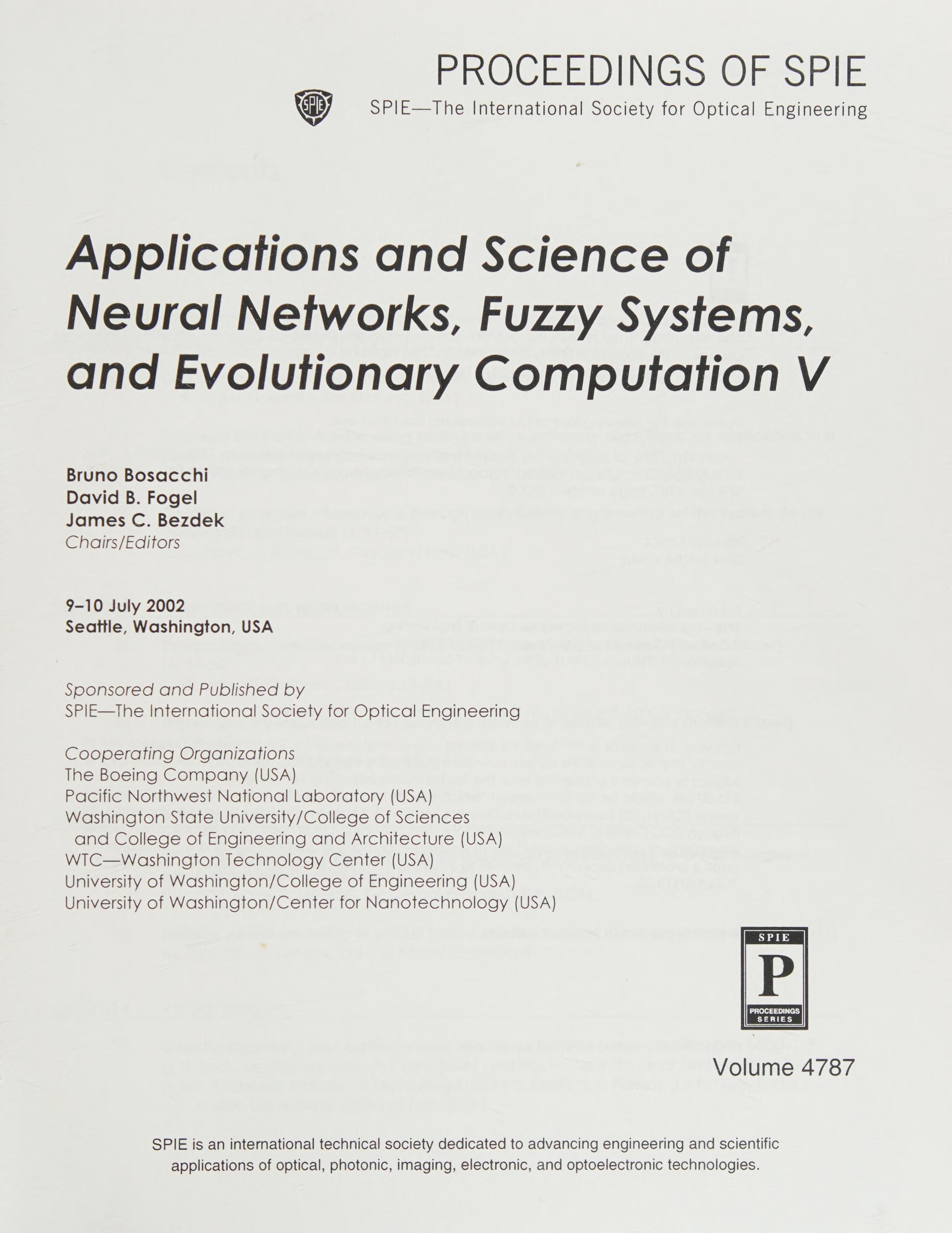 Applications And Science Of Neural Networks, Fuzzy Systems, And Evolutionary Computation V
