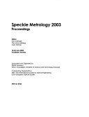 Speckle Metrology 2003