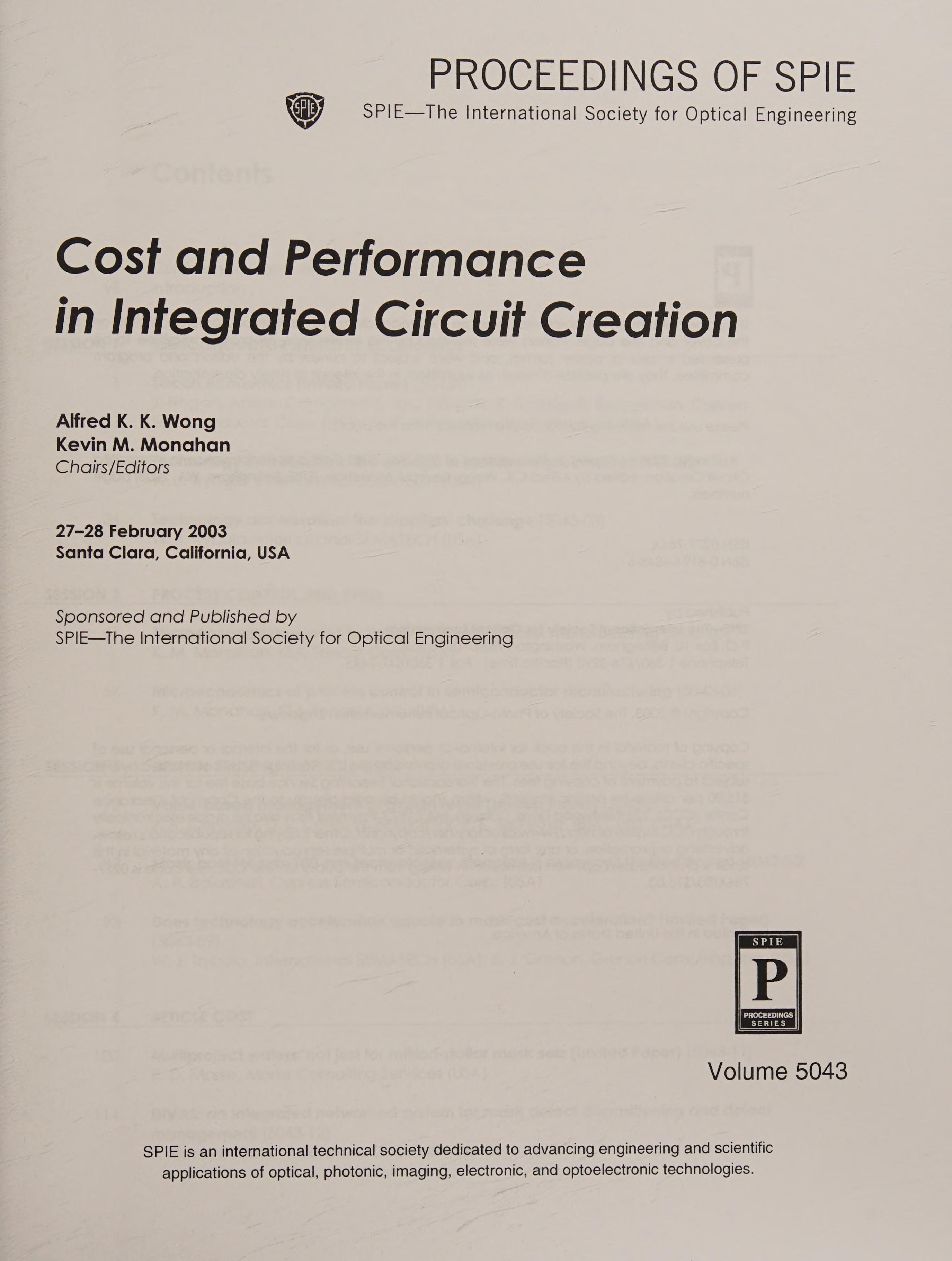 Cost And Performance In Integrated Circuit Creation