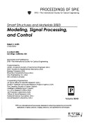 Smart Structures And Materials 2003: Modeling, Signal Processing, And Control