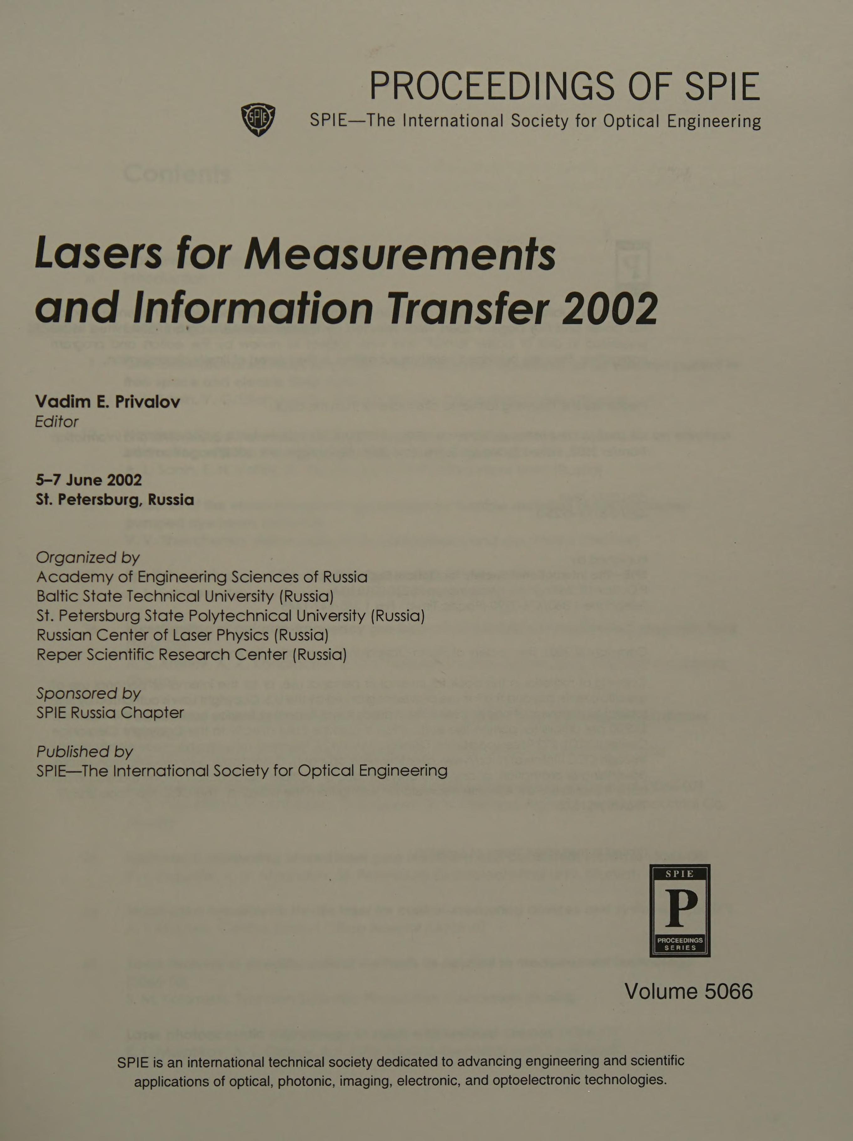 Lasers For Measurements And Information Transfer 2002