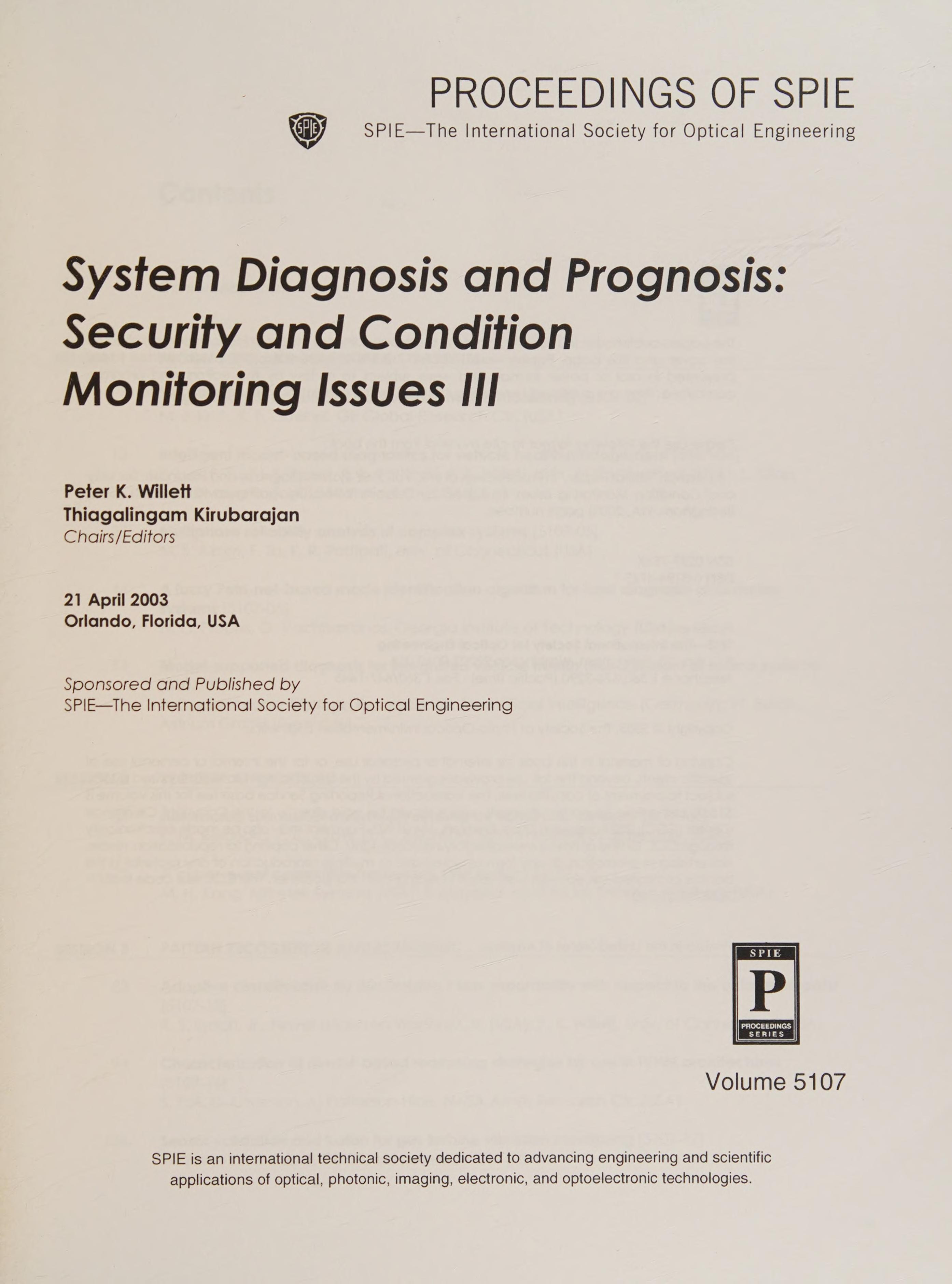 System Diagnosis And Prognosis: Security And Condition Monitoring Issues Iii