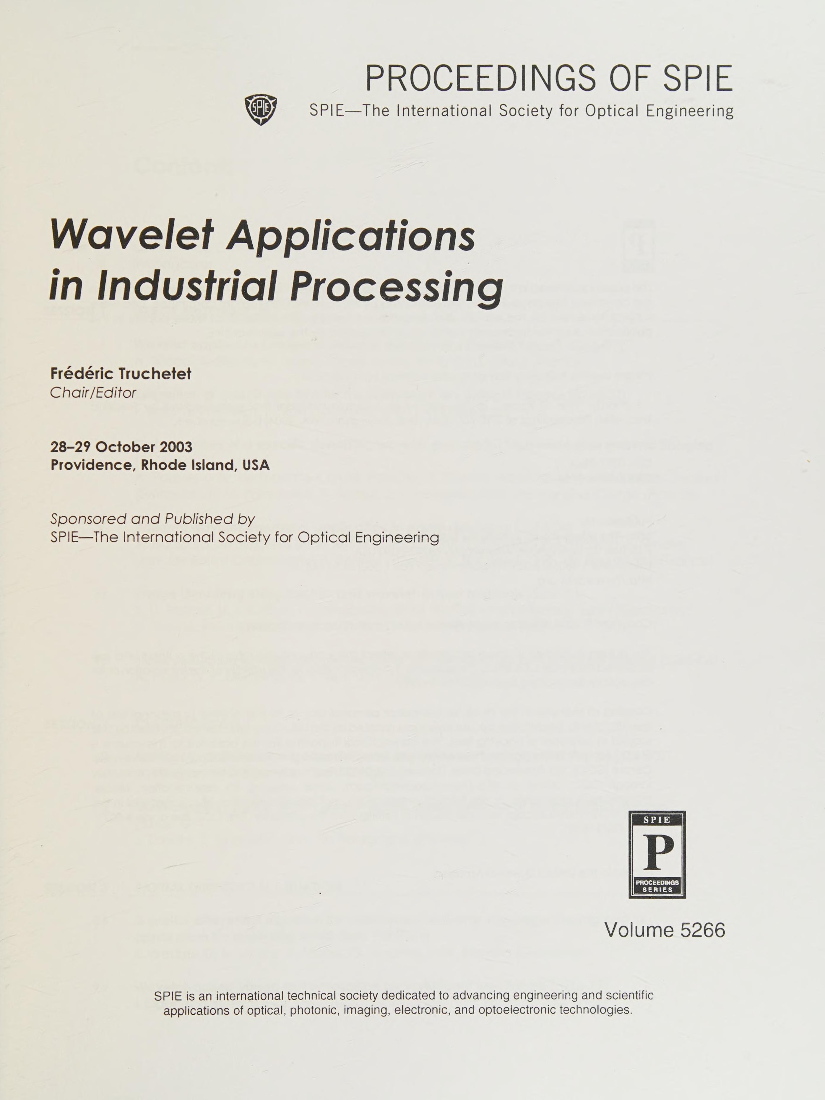 Wavelet Applications in Industrial Processing