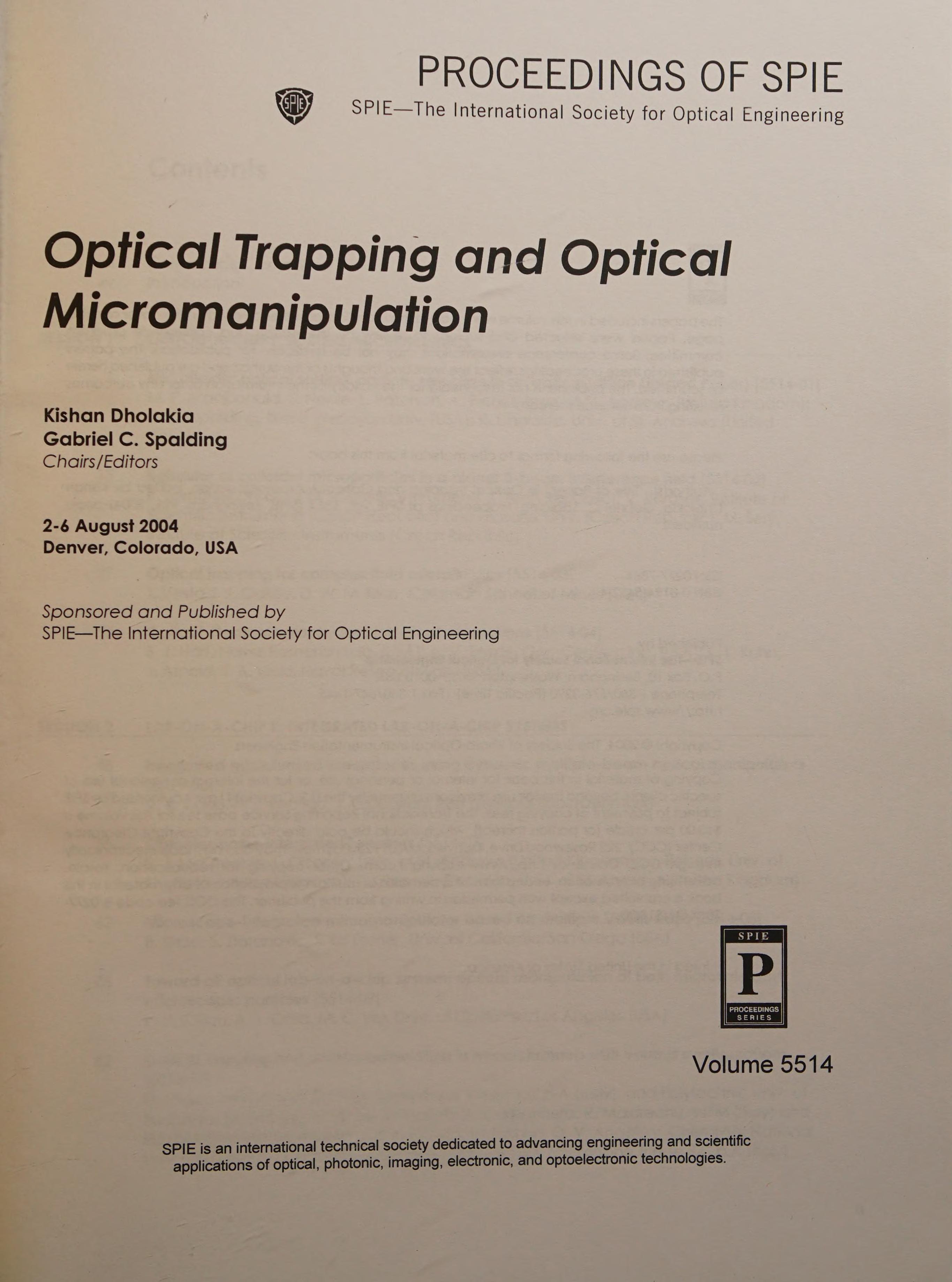 Optical Trapping and Optical Micromanipulation