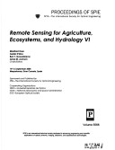 Remote Sensing For Agriculture, Ecosystems, And Hydrology Vi: 14-16 September 2004 Maspalomas, Gran Canaria, Spain