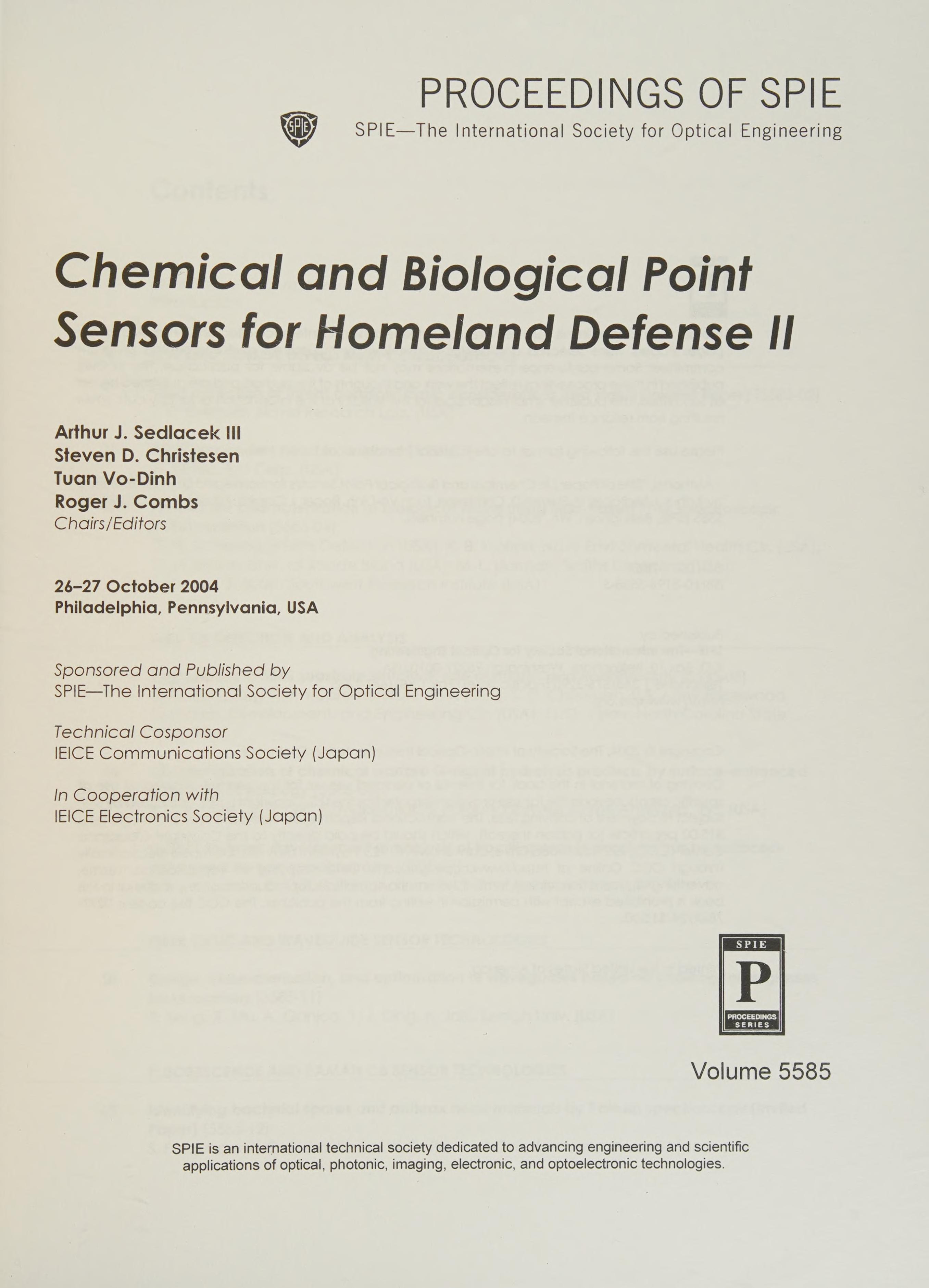 Chemical And Biological Point Sensors For Homelanddefense Ii