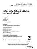 Holography Diffractive Optics, and Applications Ii