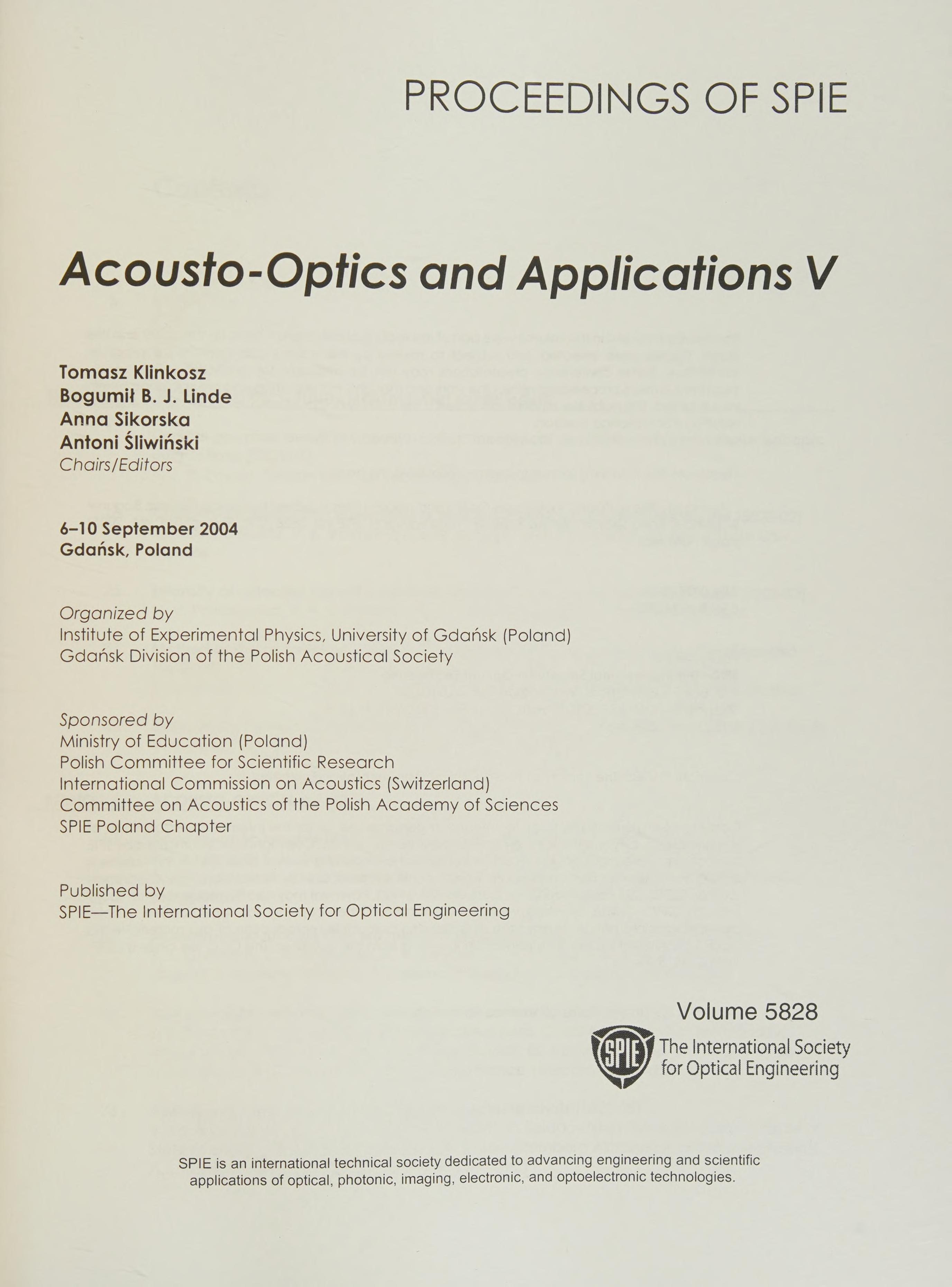 Acousto-Optics and Applications V