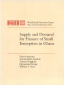Supply And Demand For Finance Of Small Enterprises In Ghana
