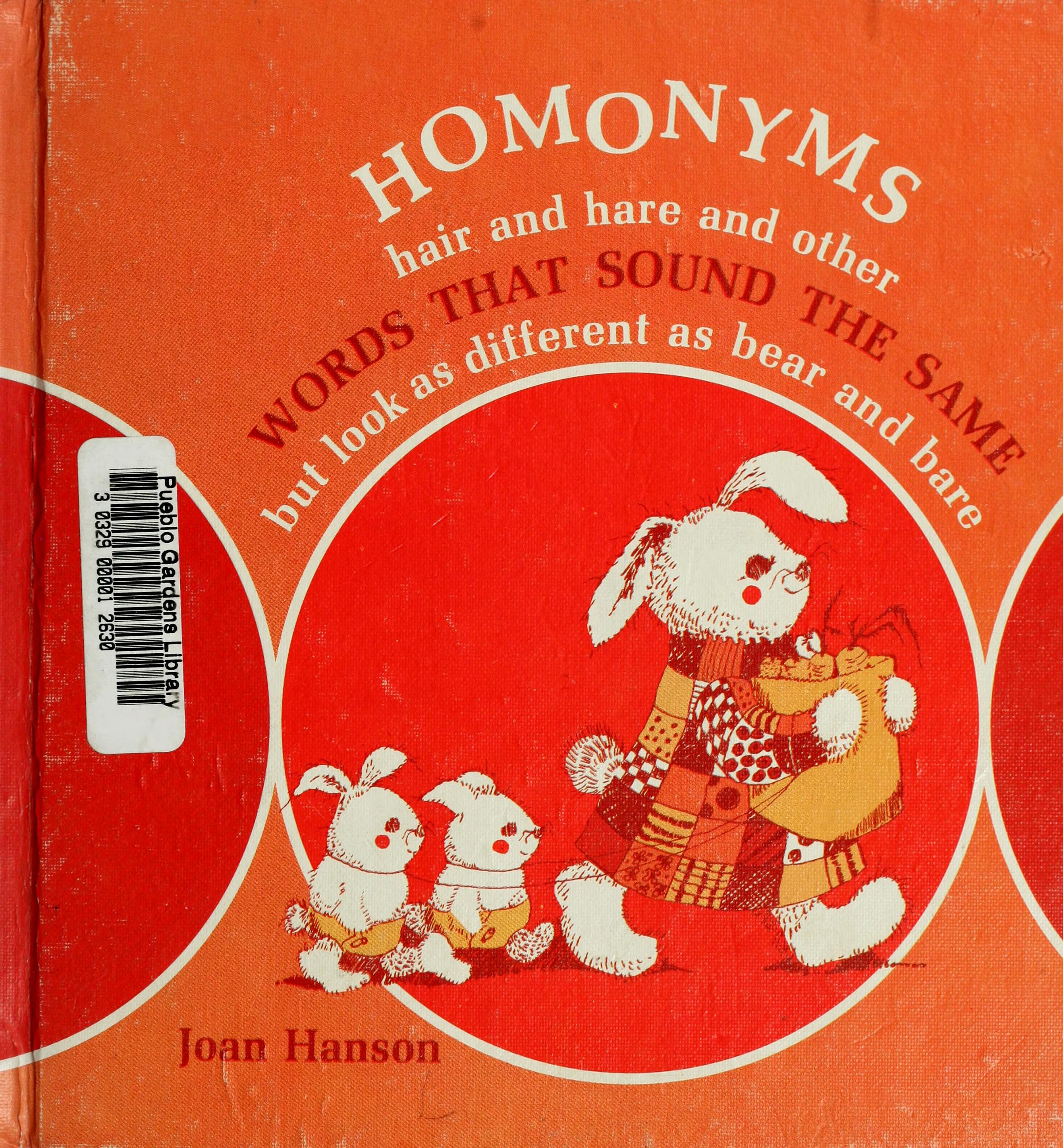 Homonyms hair and hare and other words that sound the same but look as different as bear and bare.