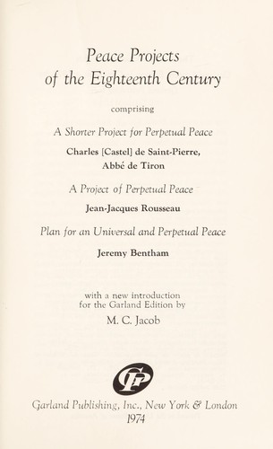 Peace Projects of the Eighteenth Century