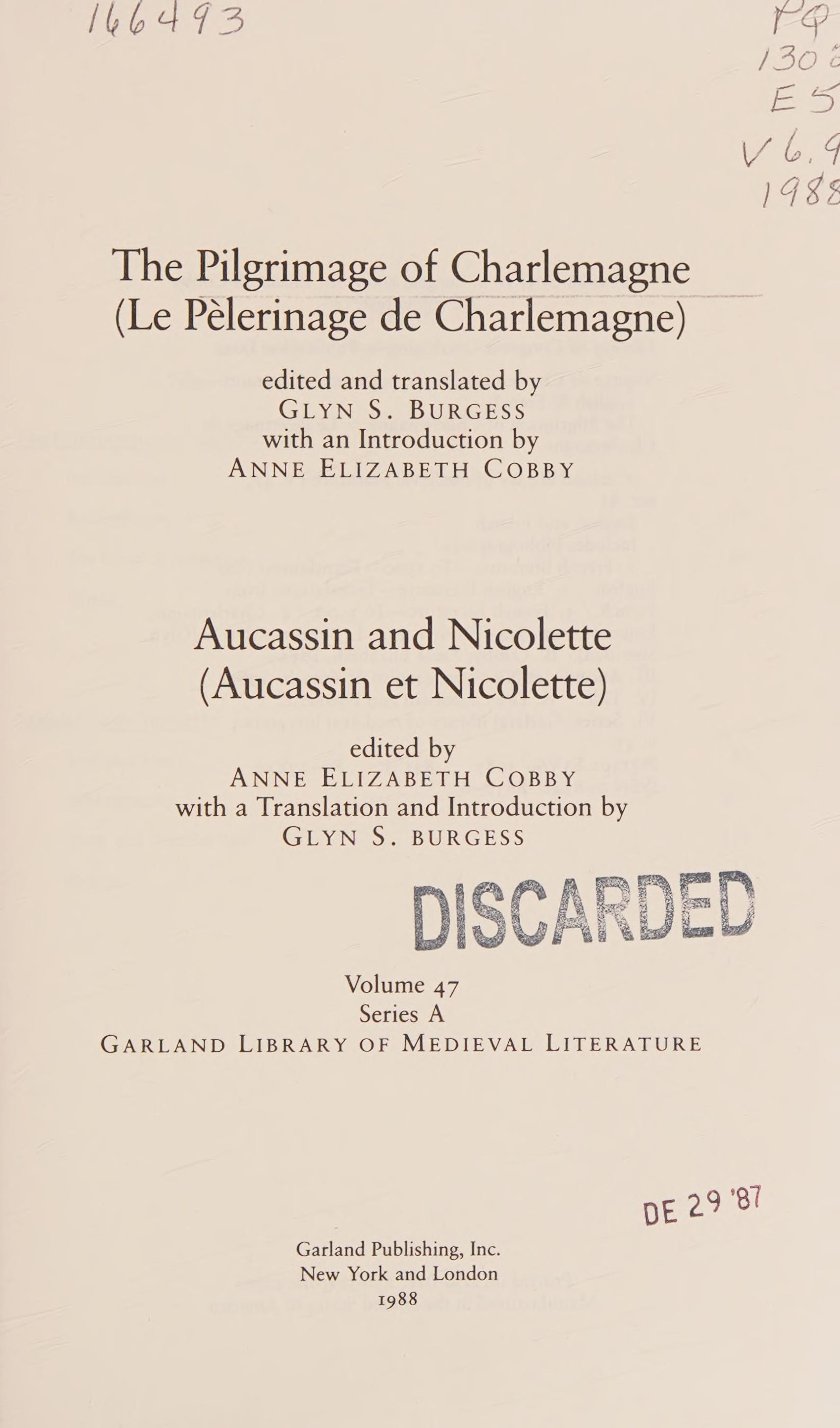 PILGRIMAGE OF CHARLEMAGNE AND