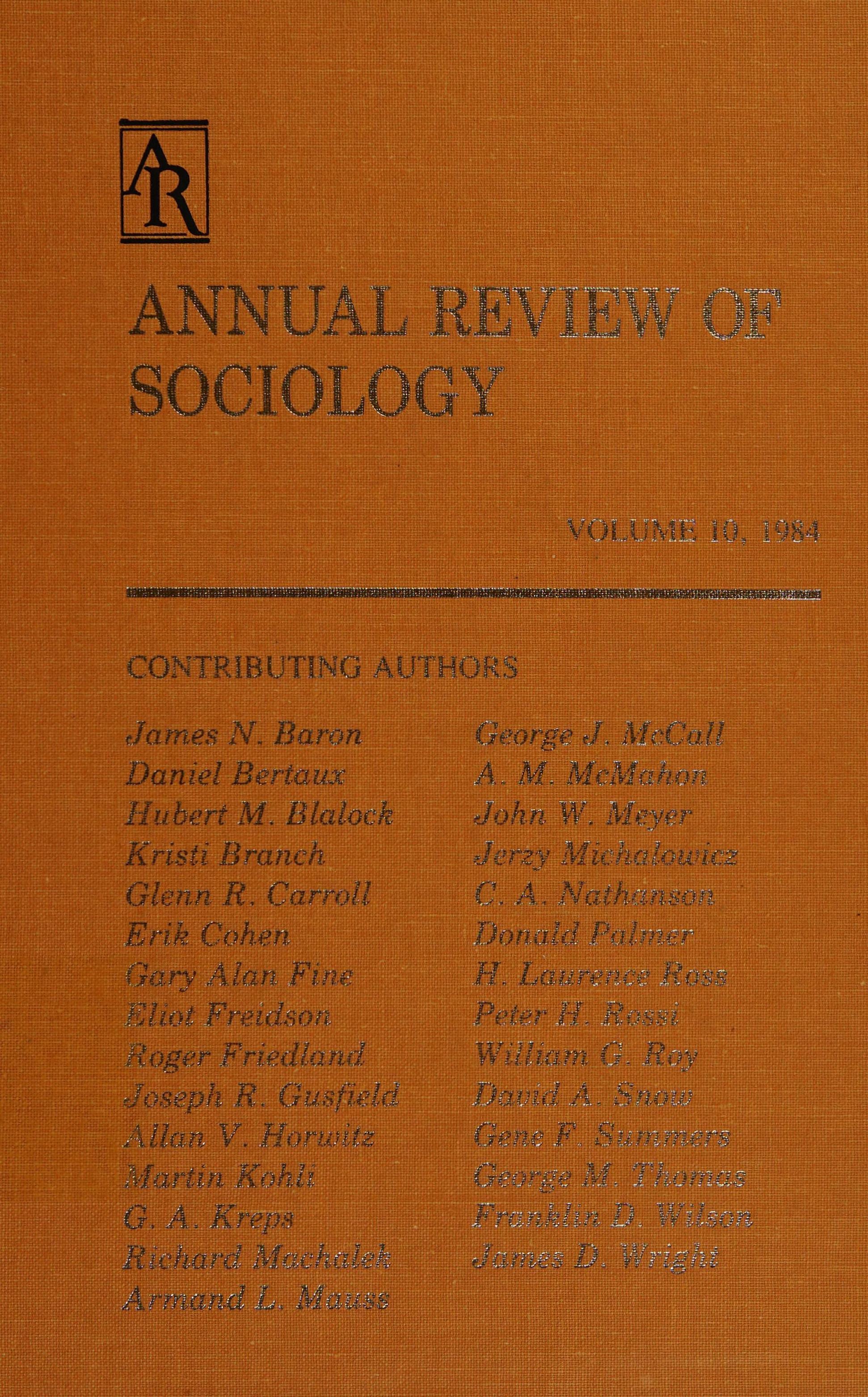 Annual Review of Sociology 1984