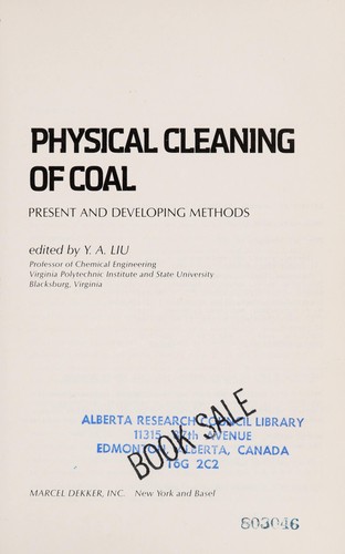 Physical Cleaning Of Coal: Present And Developing Methods