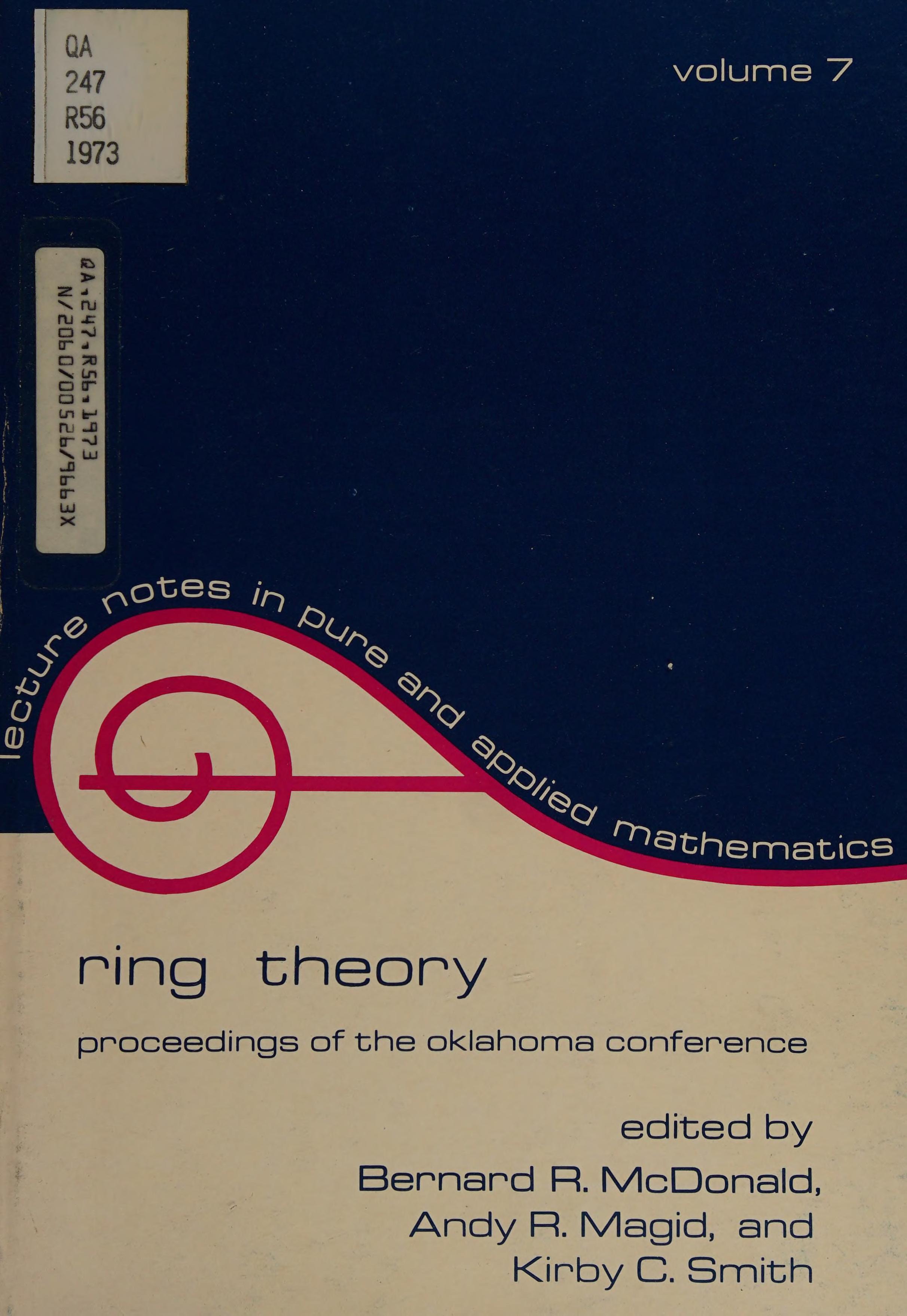 Ring Theory: Proceedings Of The Oklahoma Conference