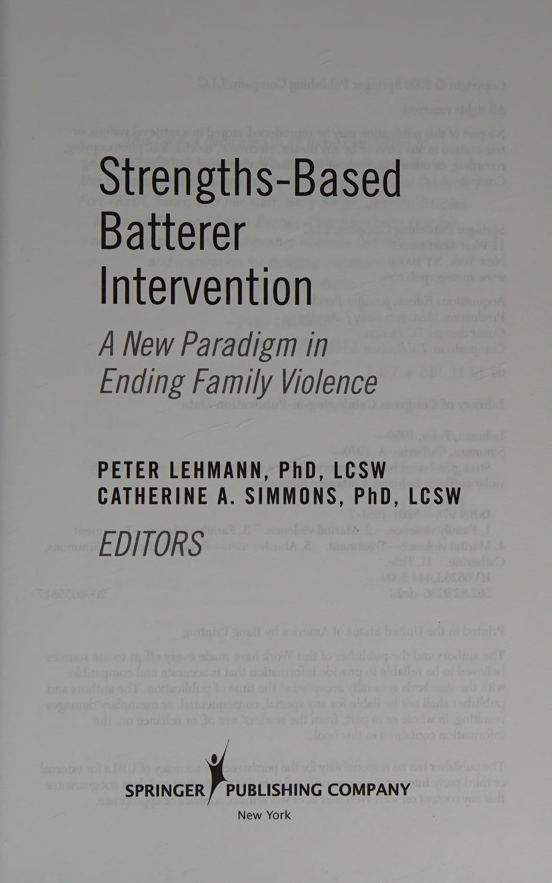 Strengths-Based Batterer Intervention