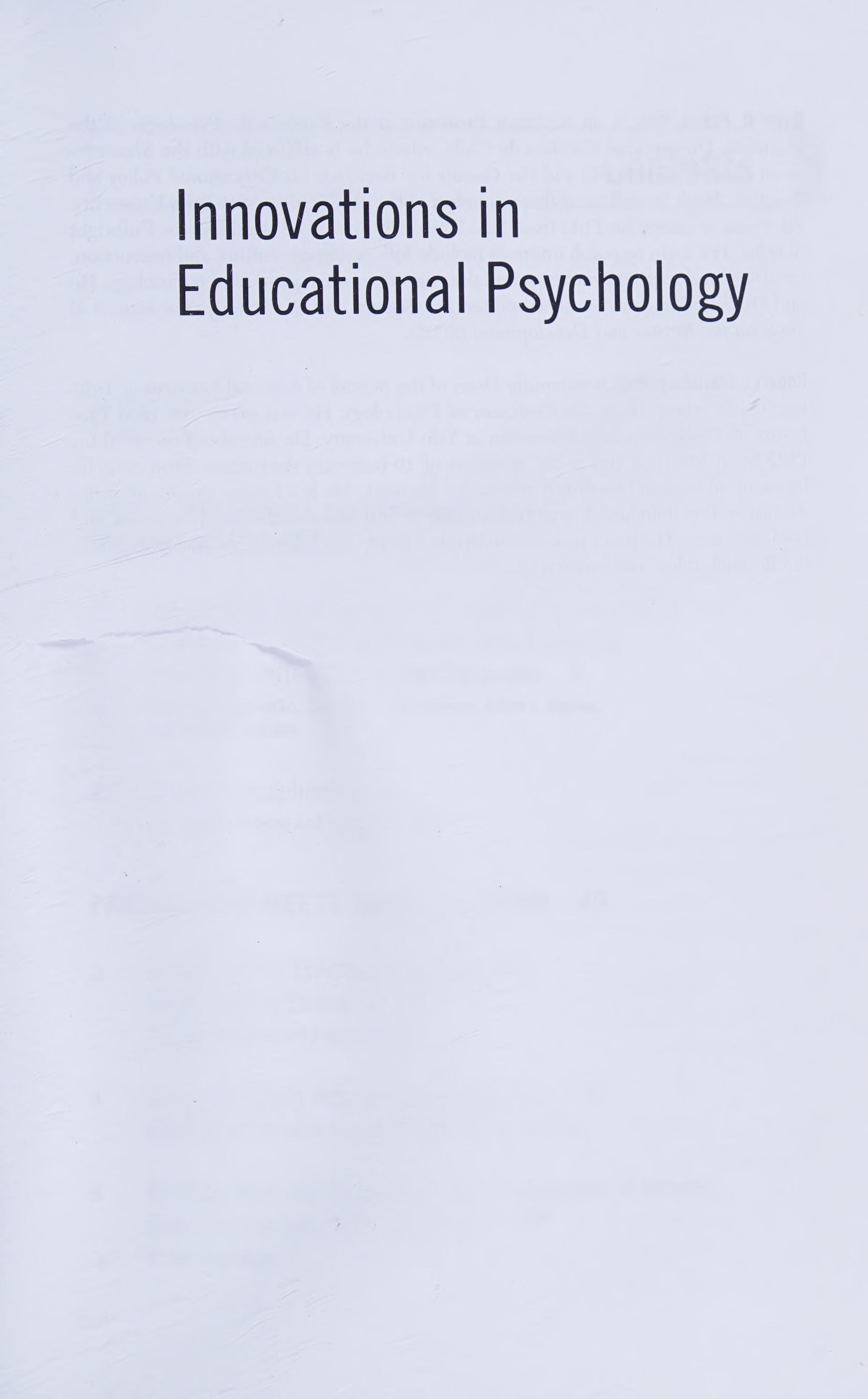 Innovations in educational psychology