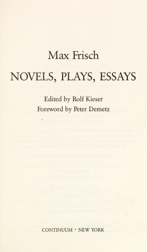 Novels, Plays, Essays (German Library) (English And German Edition)