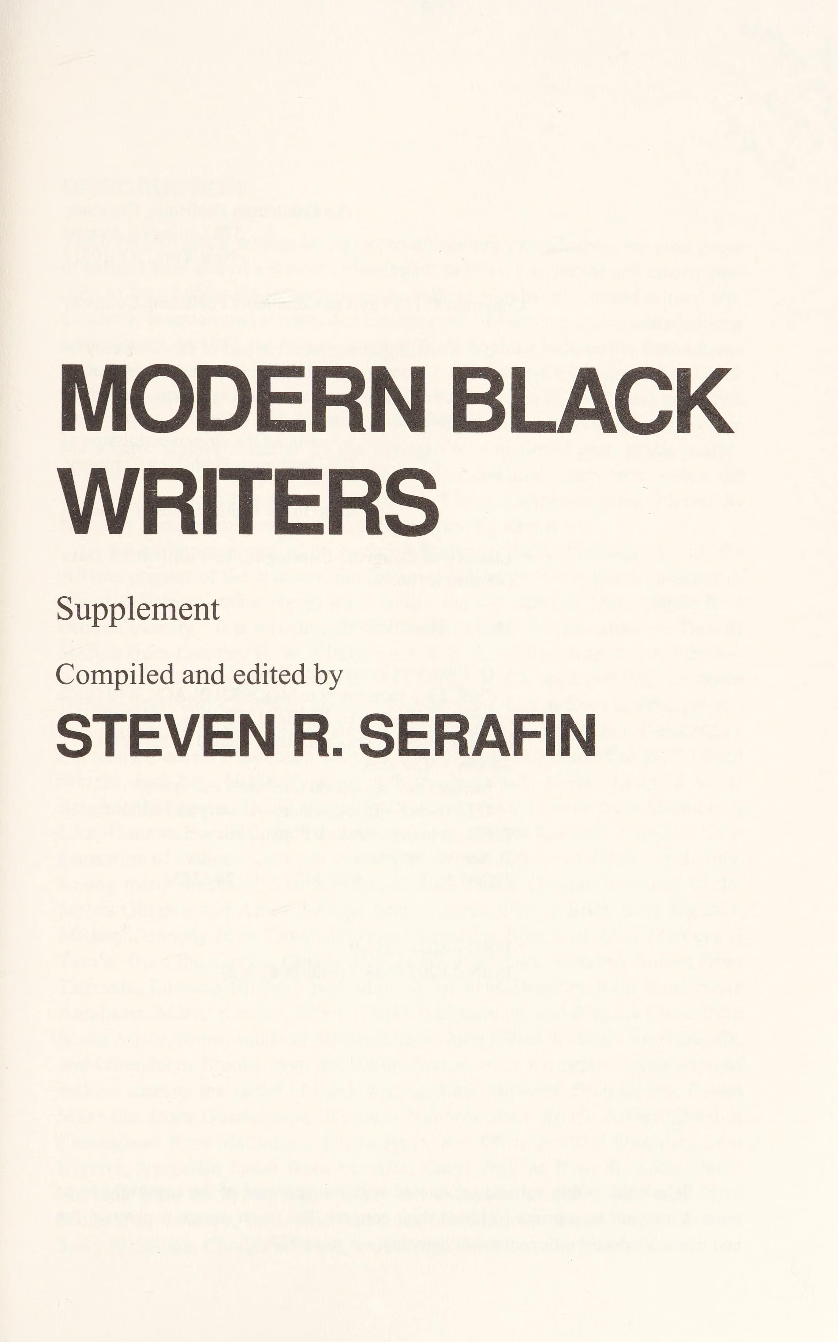 Modern Black Writers