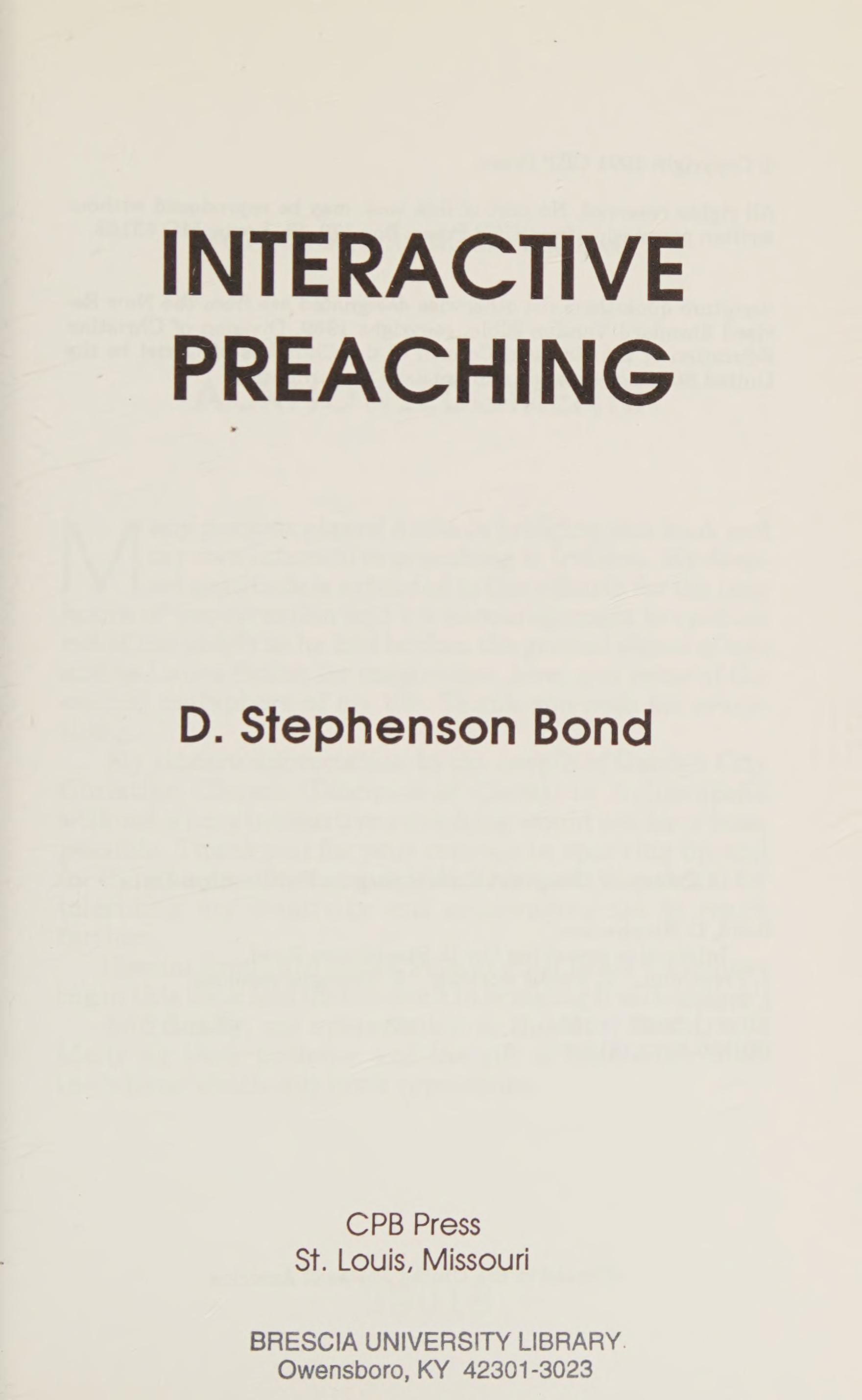 Interactive preaching