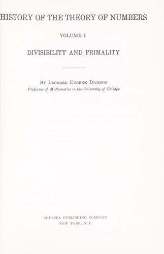 History of the Theory of Numbers